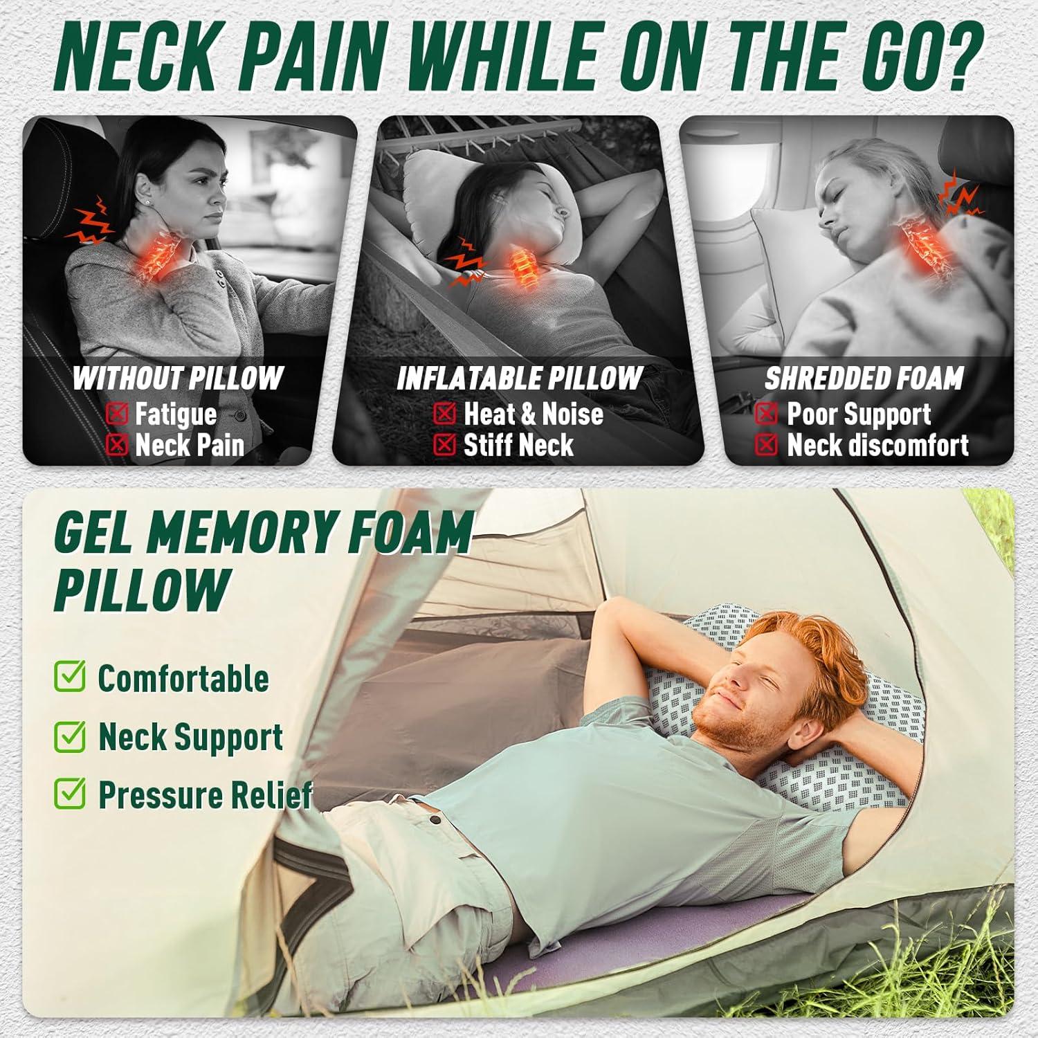 Almohada de Viaje Fulocean Mediana Espuma de Memoria Gris