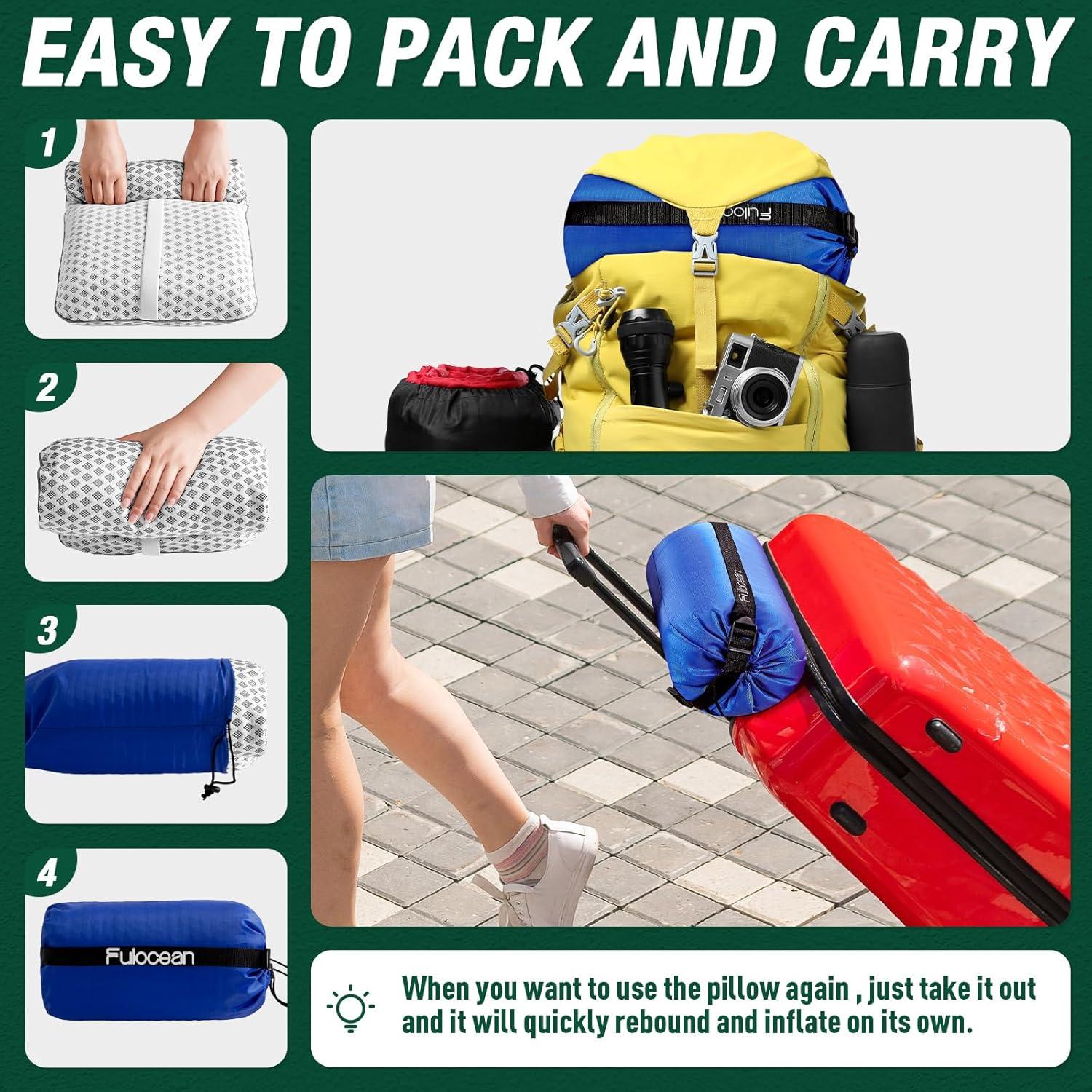 Almohada de Viaje Fulocean Mediana Espuma de Memoria Gris