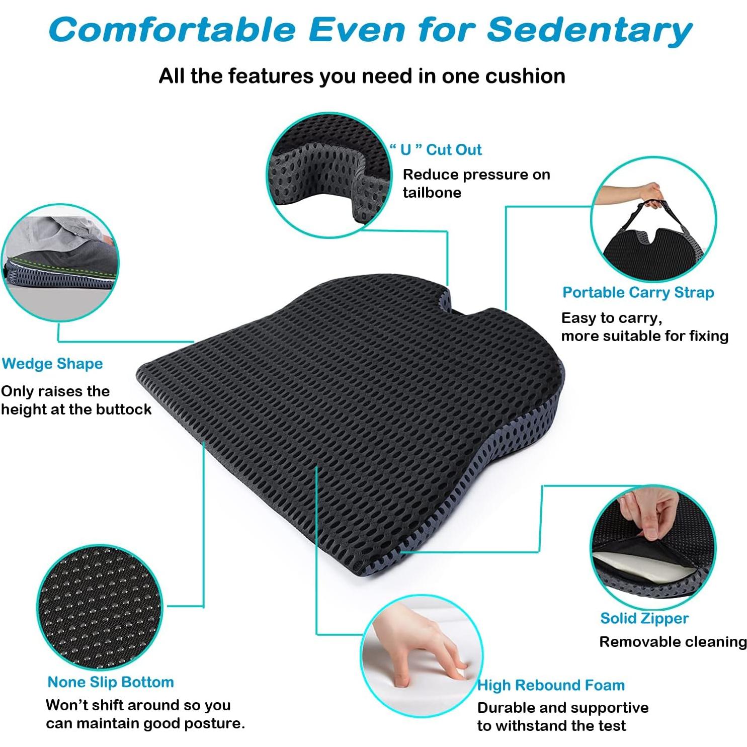 Cojín de cuña MargGona para asiento de coche y oficina - Espuma viscoelástica