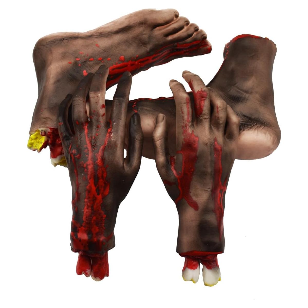 XONOR Decoraciones de Halloween Manos y Pies Cortados 4 Piezas