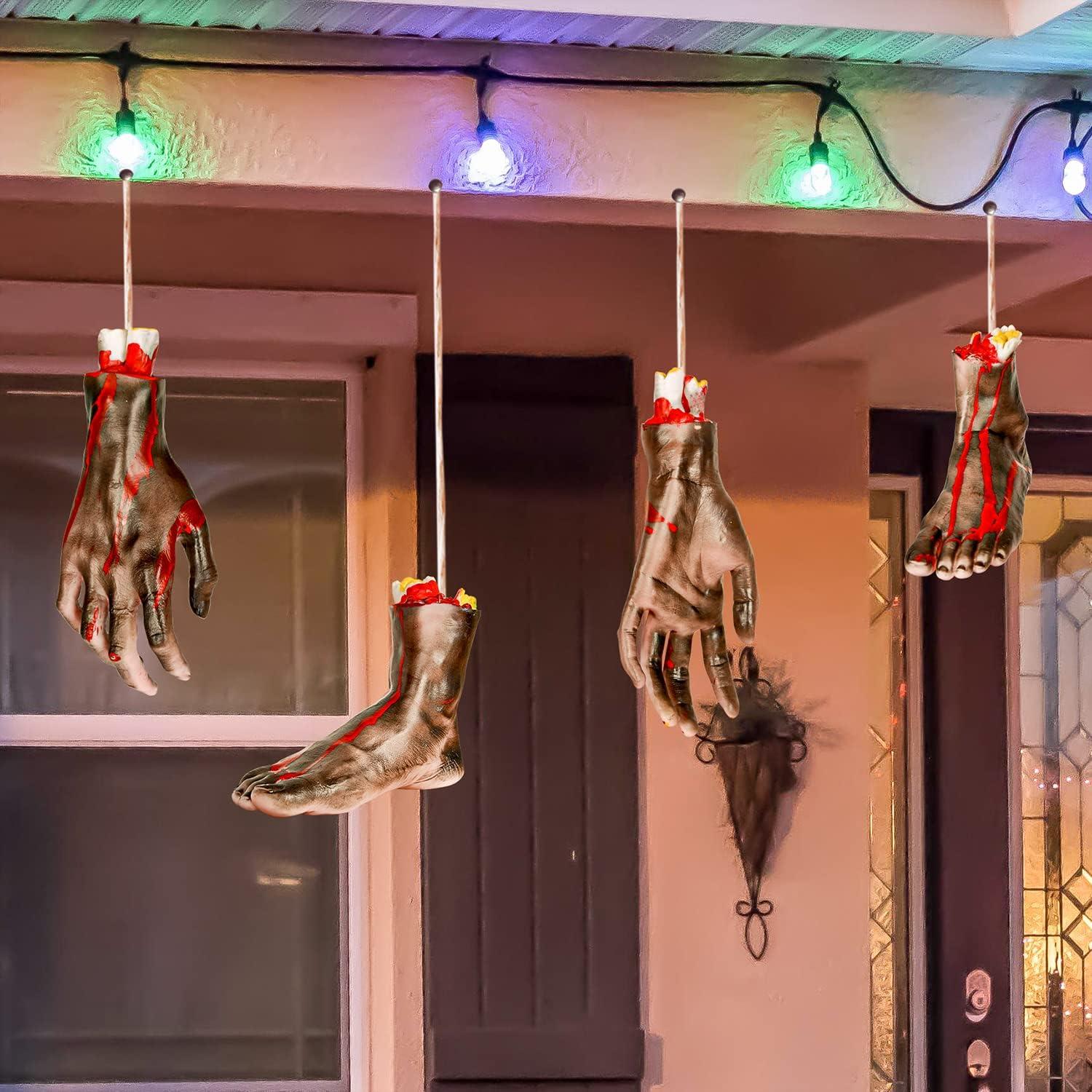 XONOR Decoraciones de Halloween Manos y Pies Cortados 4 Piezas