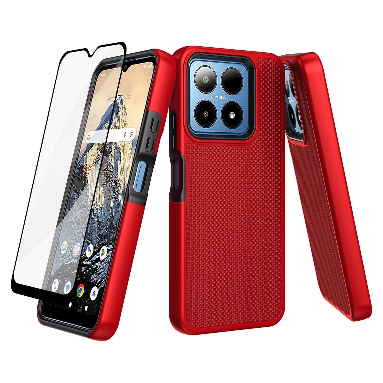 Funda Ailiber para Boost Summit 5G con Protector Rojo