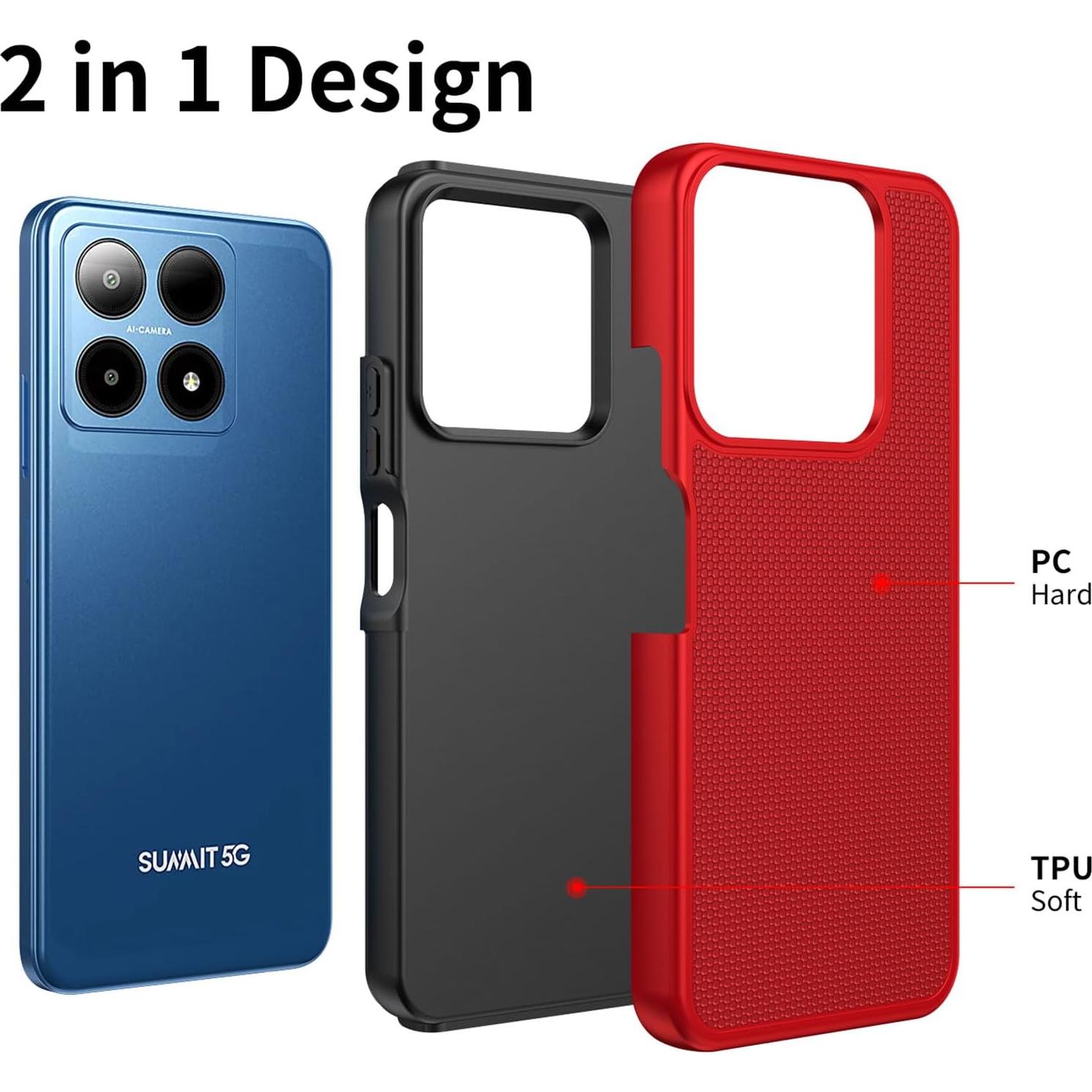 Funda Ailiber para Boost Summit 5G con Protector Rojo