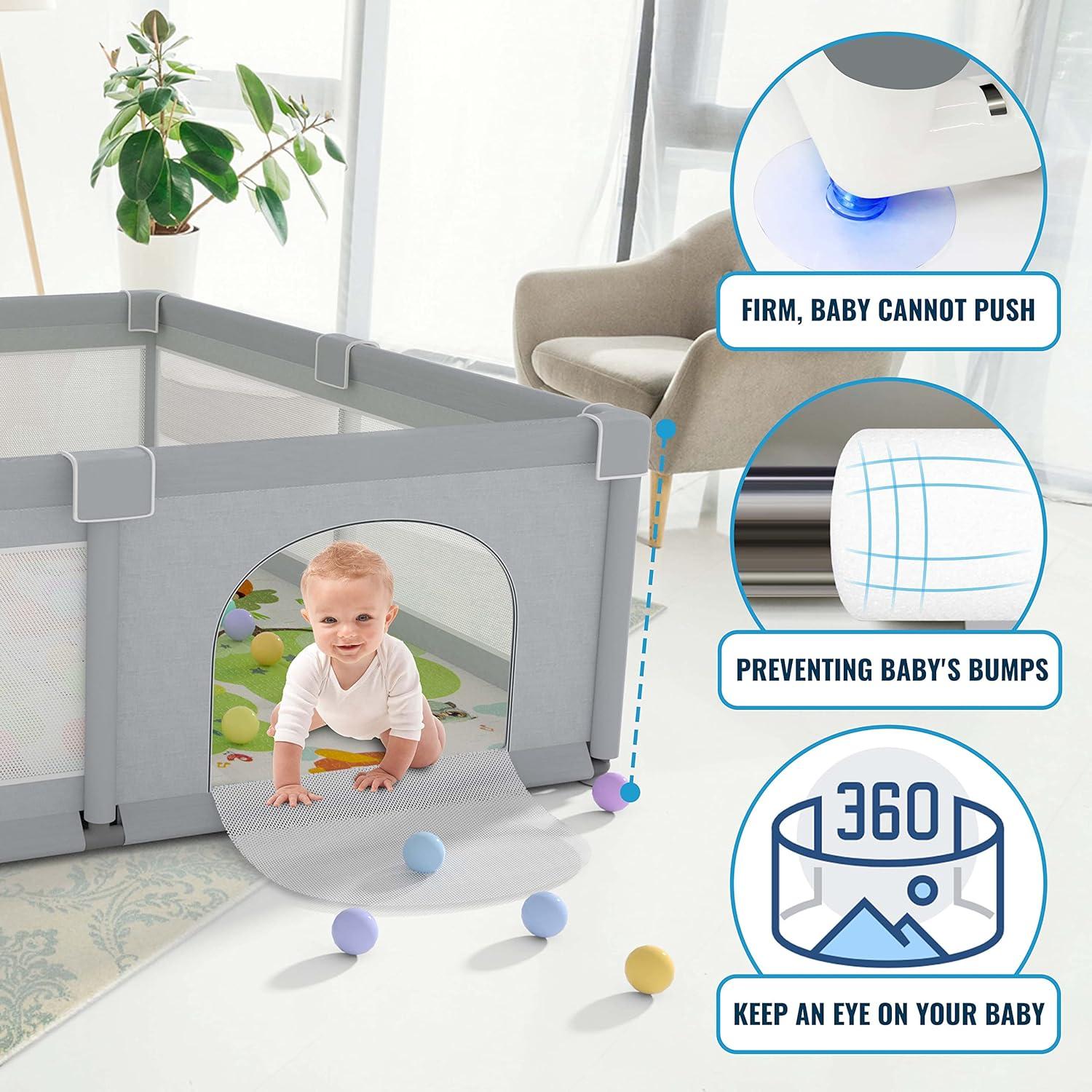 Parque Infantil LUTIKAING 200x180cm con Alfombra y Pelotas