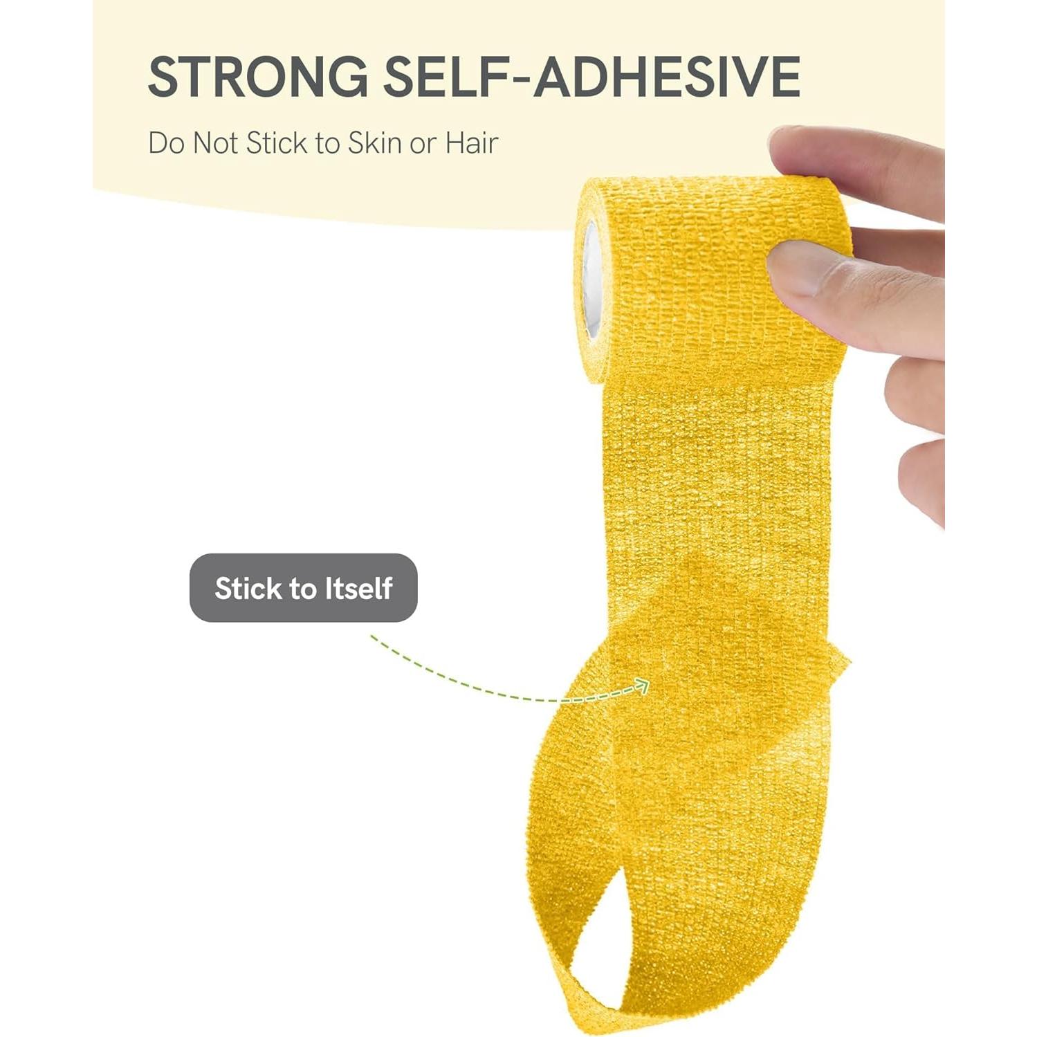 FriCARE Self Adhesive Bandage Wrap, Medical Tape in First Aid Kit, Cohesive Bandages for Wounds Sport Vet, FSA/HSA Eligible, 2 Inches X 5 Yards 6 Rolls, Fresh