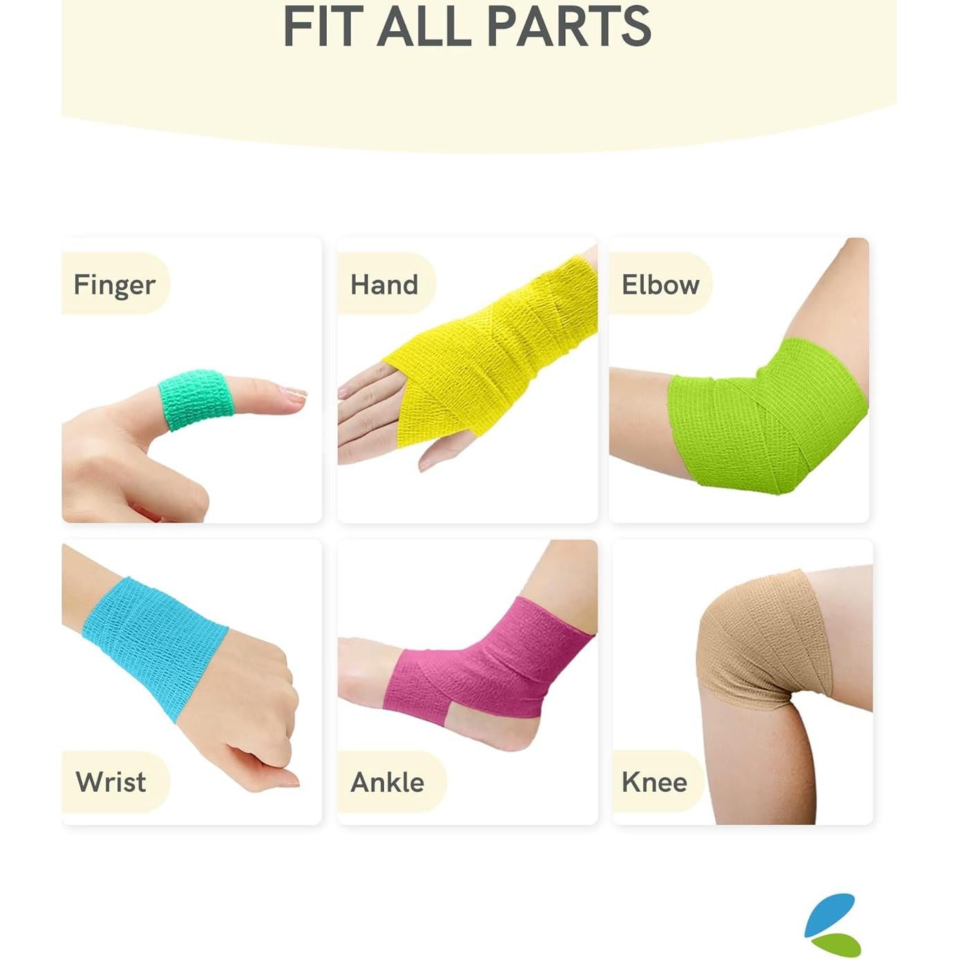 FriCARE Self Adhesive Bandage Wrap, Medical Tape in First Aid Kit, Cohesive Bandages for Wounds Sport Vet, FSA/HSA Eligible, 2 Inches X 5 Yards 6 Rolls, Fresh