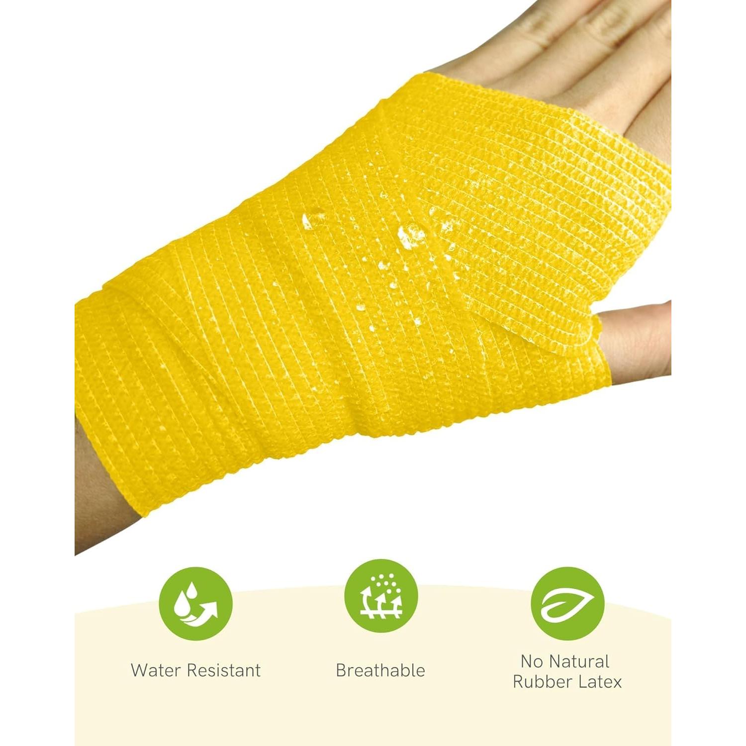 FriCARE Self Adhesive Bandage Wrap, Medical Tape in First Aid Kit, Cohesive Bandages for Wounds Sport Vet, FSA/HSA Eligible, 2 Inches X 5 Yards 6 Rolls, Fresh