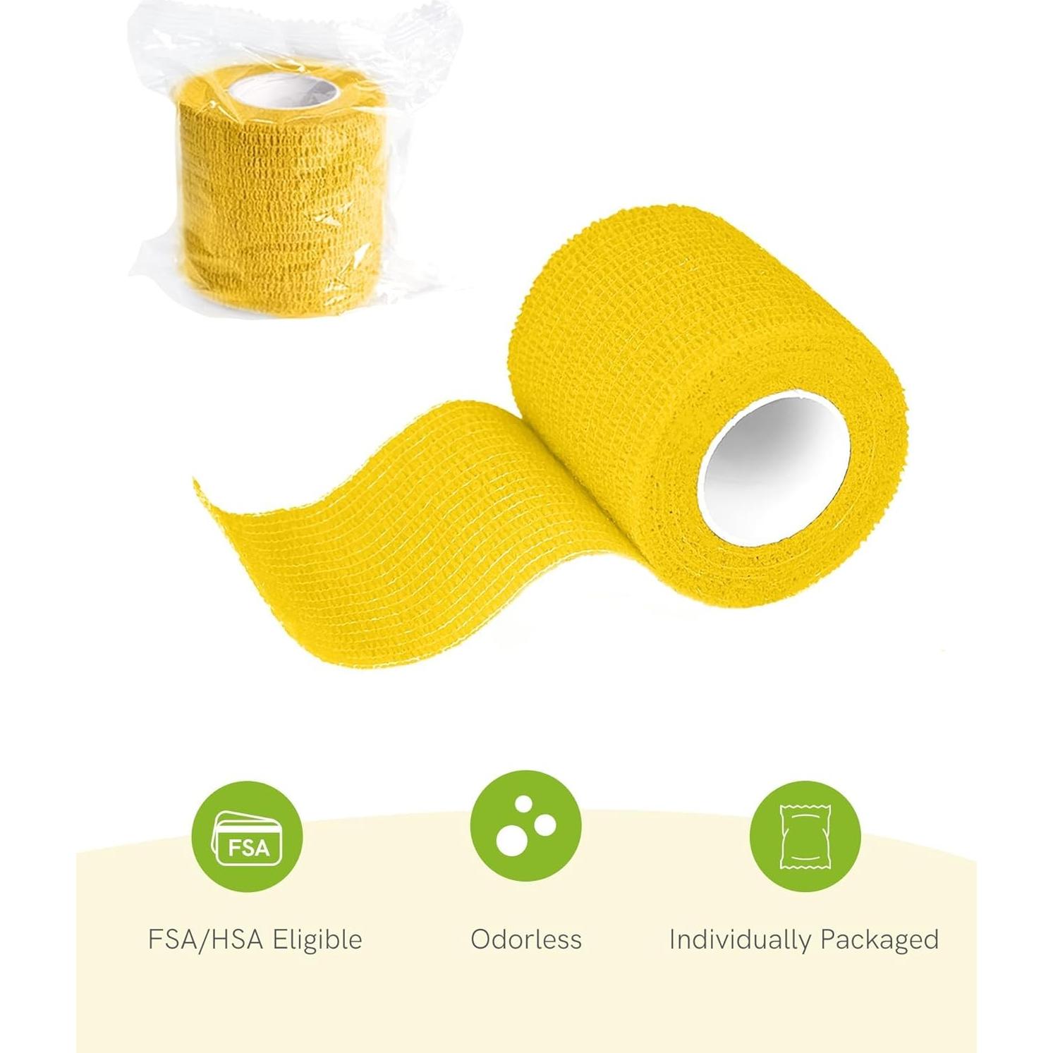 FriCARE Self Adhesive Bandage Wrap, Medical Tape in First Aid Kit, Cohesive Bandages for Wounds Sport Vet, FSA/HSA Eligible, 2 Inches X 5 Yards 6 Rolls, Fresh