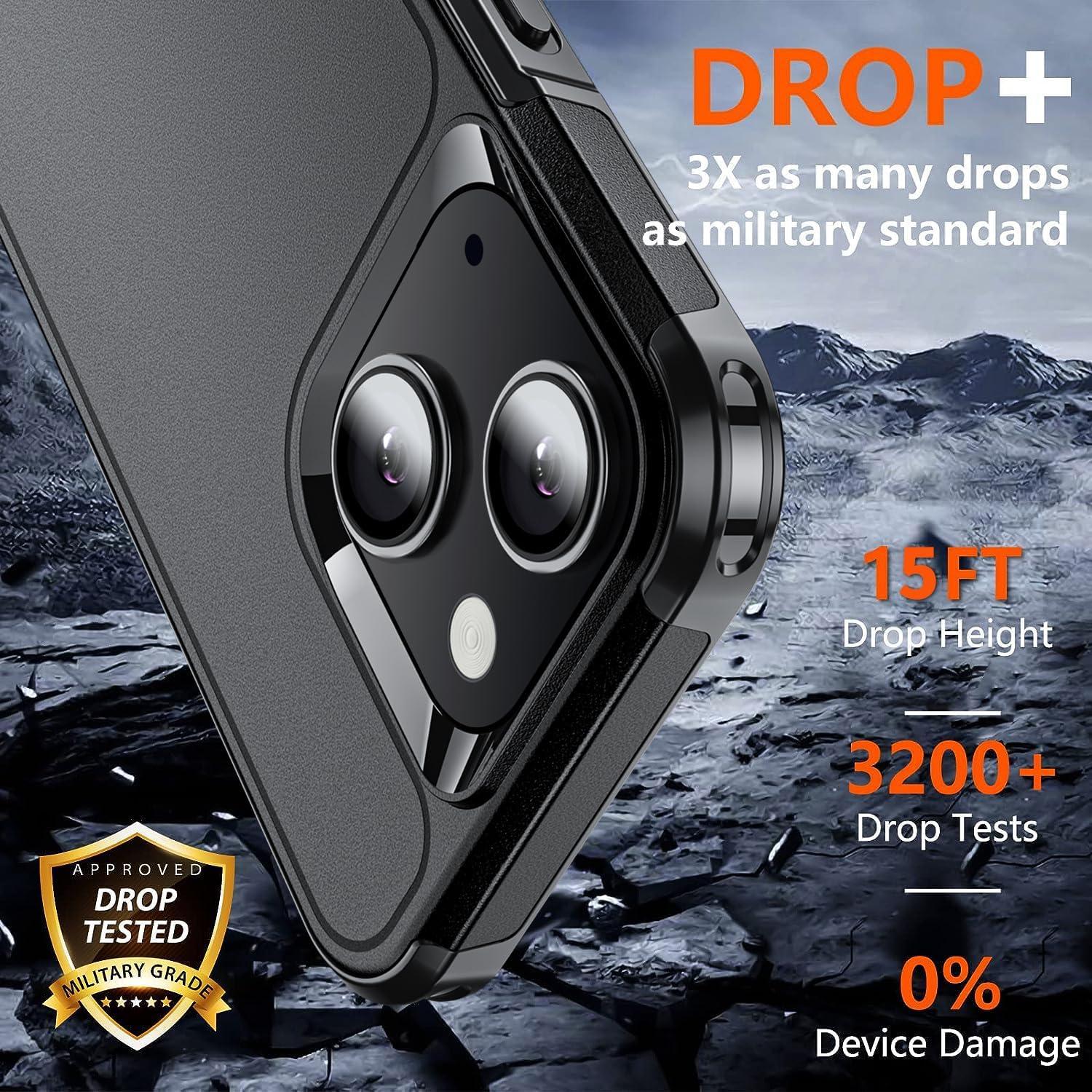 Funda a prueba de golpes AEDILYS para iPhone 15 + 2 protectores