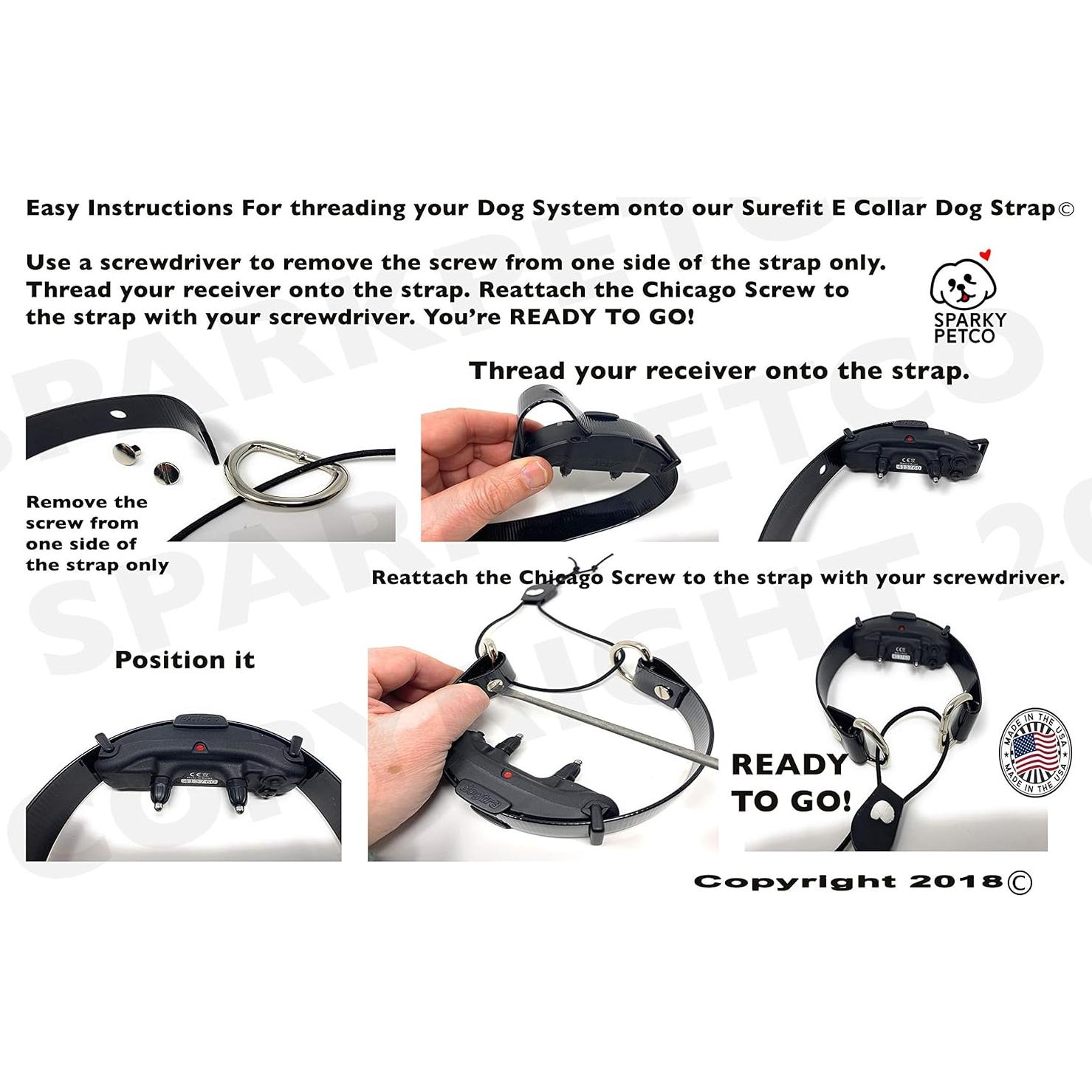 Correa de Reemplazo E-Collar Sparky Pet Co 1" Ajustable Negra