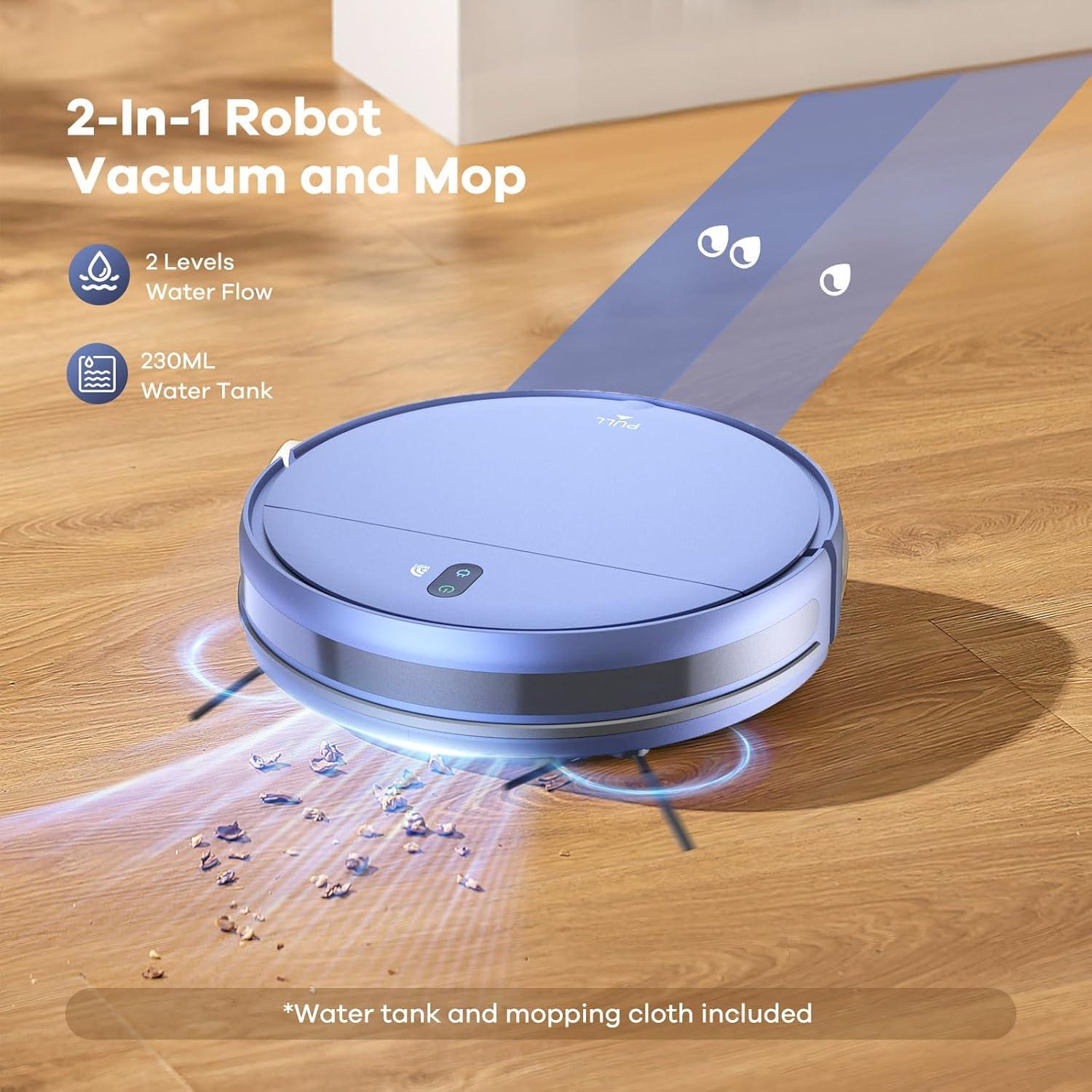 ZCWA Robot Vacuum and Mop Combo,2.4GHz WiFi Link Vacuum Robot,4 Cleaning Mode Robotic Vacuums Cleaner,APP/Remote Aspiradora Robot,Self-Charging Robot Vacuum for Pet Hair,Stains,Carpets,Corner