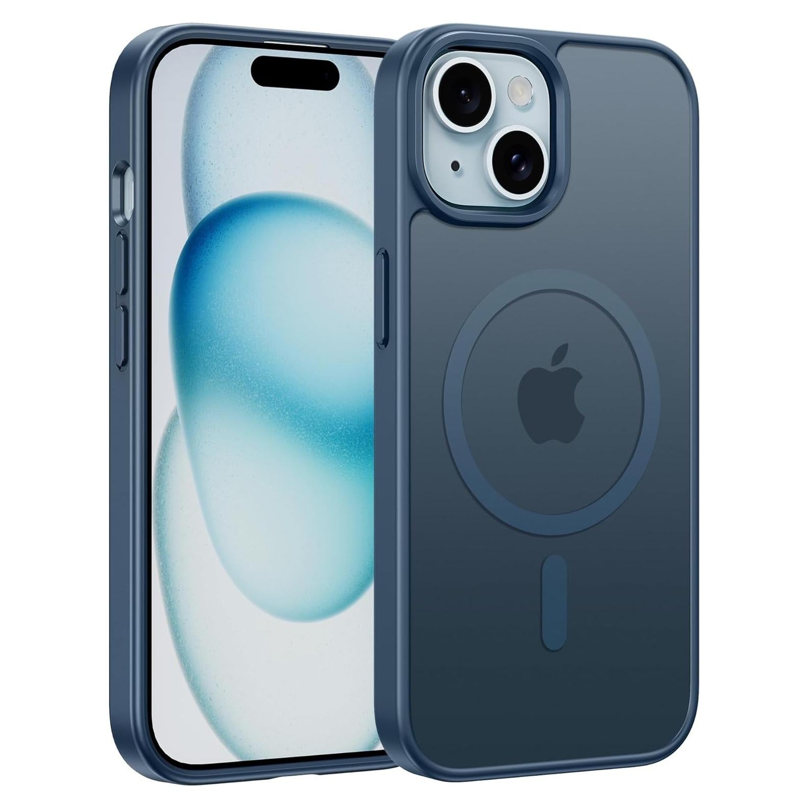 Funda FNTCASE para iPhone 15/14 Magnética Azul Delgada