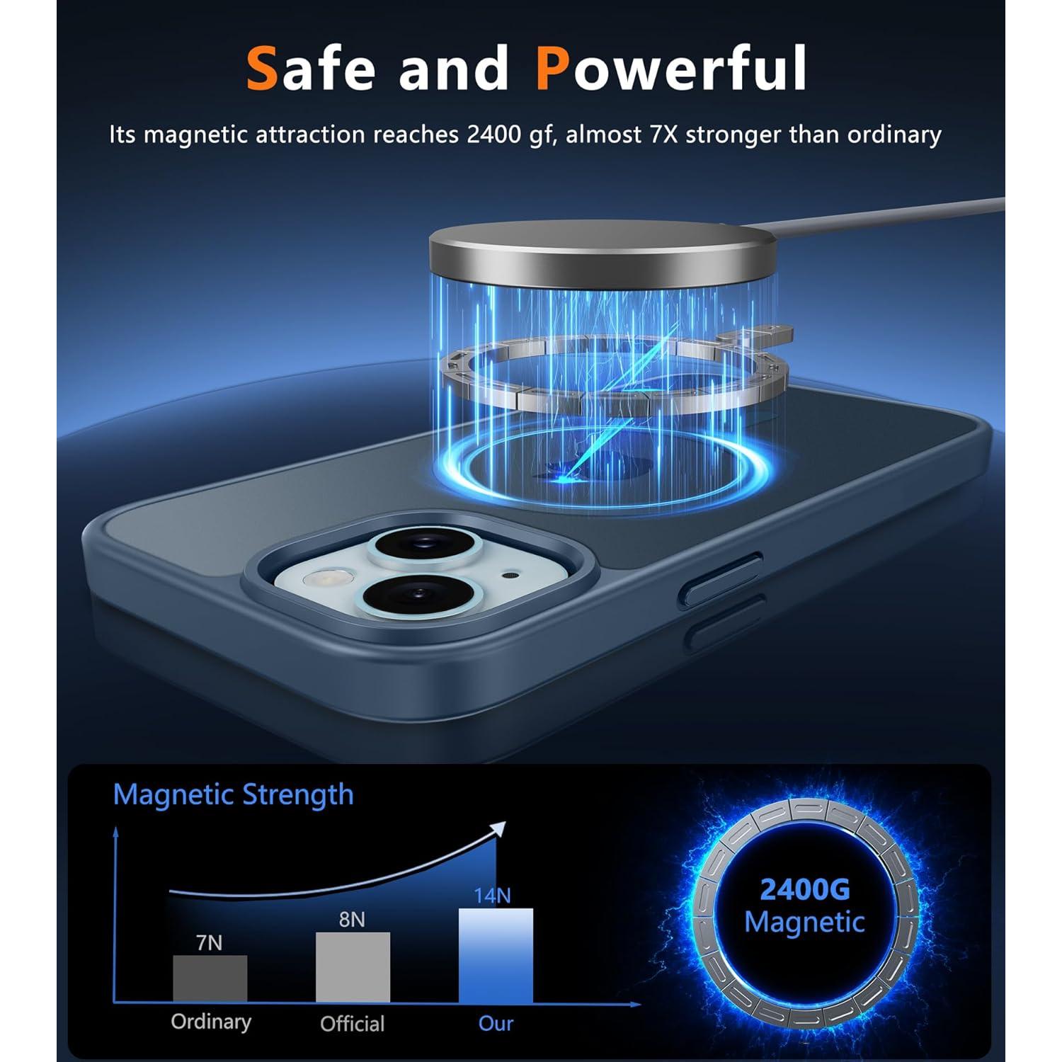 Funda FNTCASE para iPhone 15/14 Magnética Azul Delgada