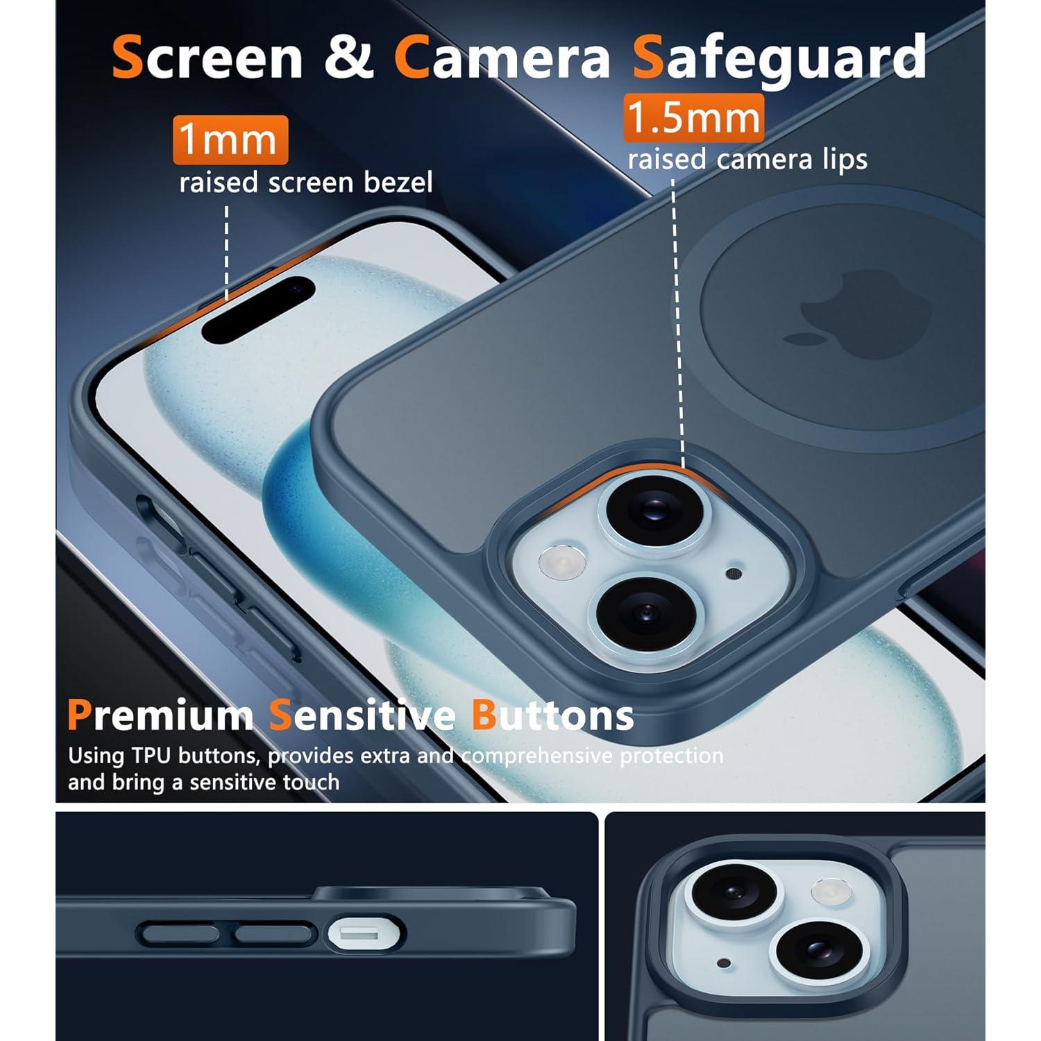 Funda FNTCASE para iPhone 15/14 Magnética Azul Delgada