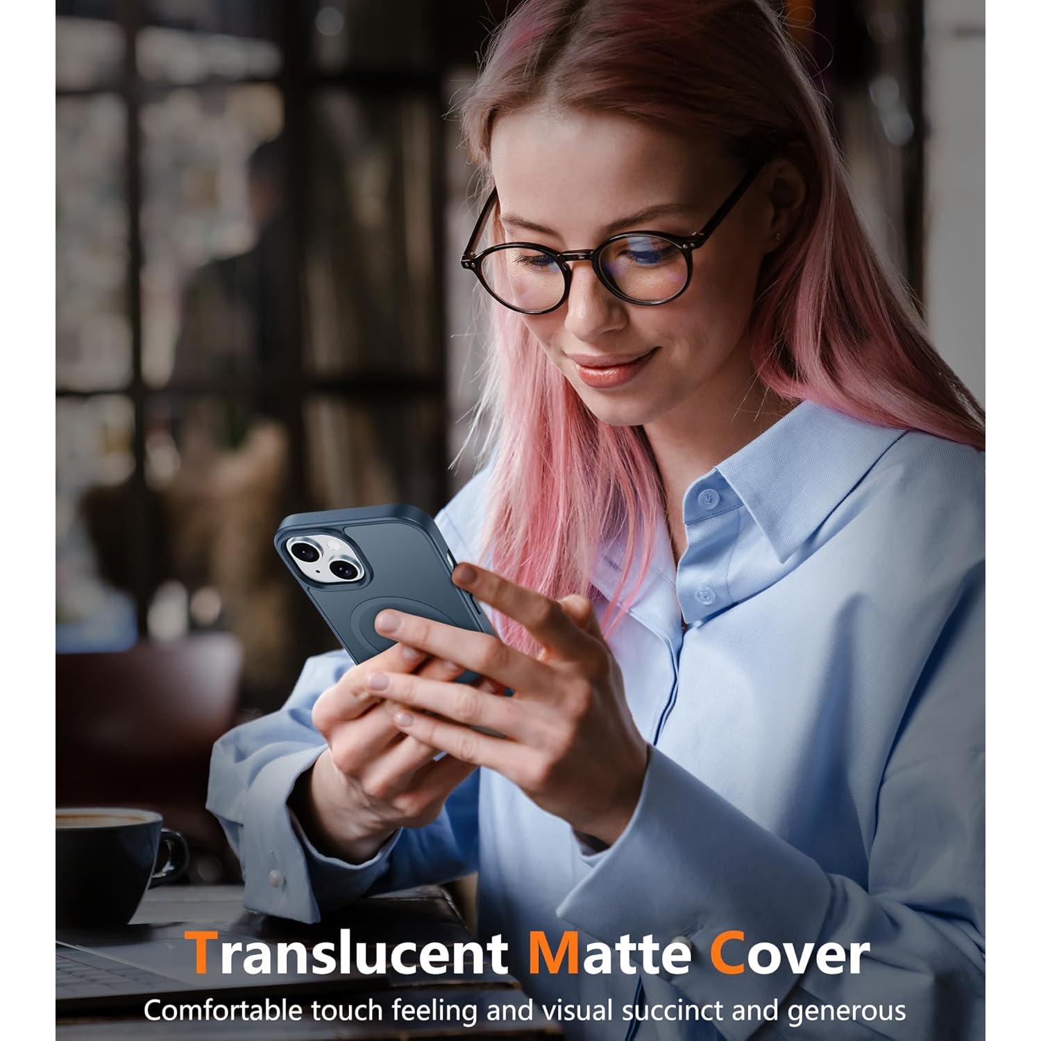 Funda FNTCASE para iPhone 15/14 Magnética Azul Delgada