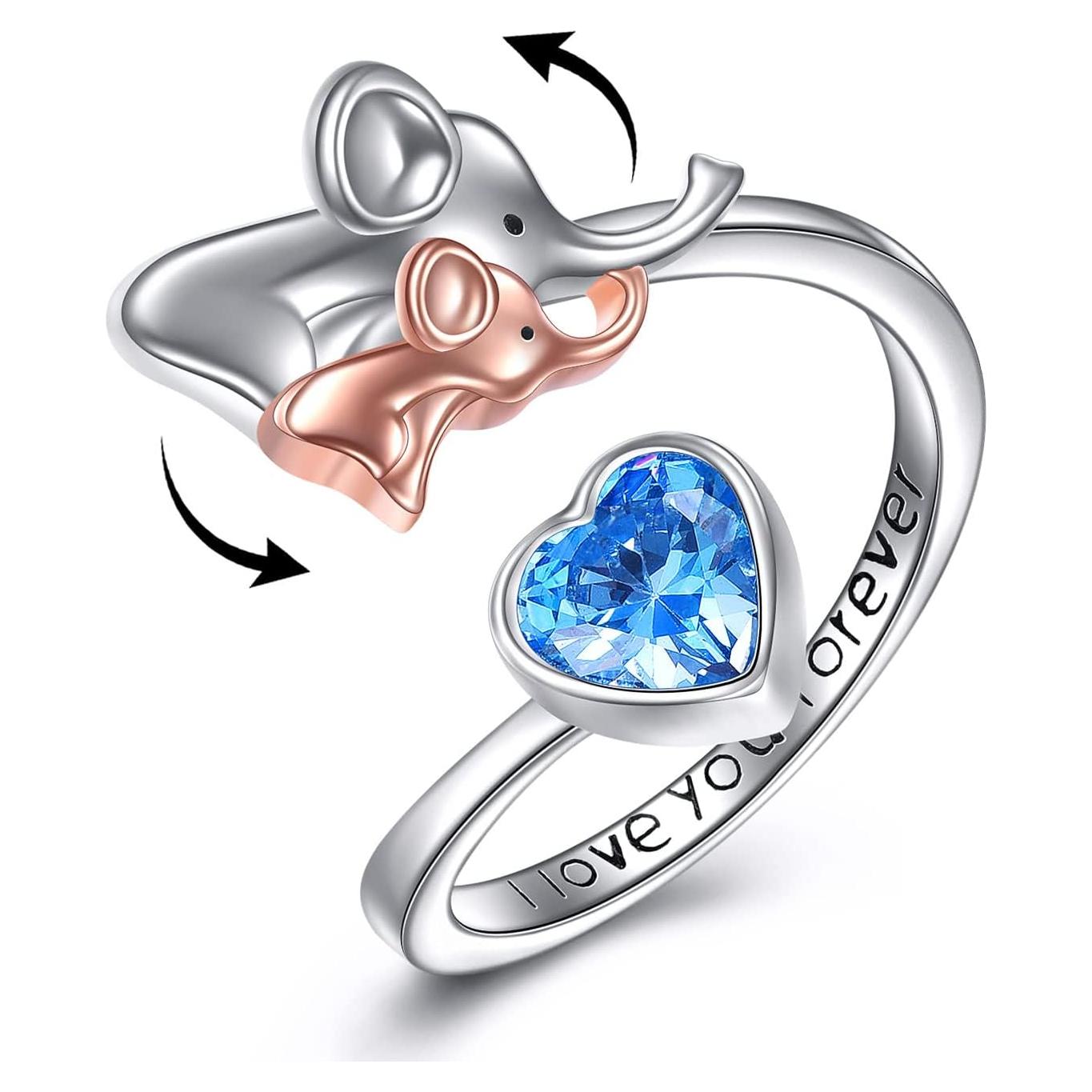 Anillo de Fidget de Elefante en Plata Esterlina 925 para Mujeres