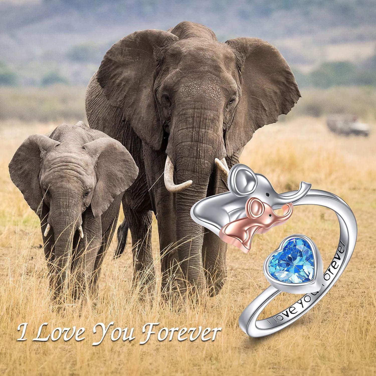 Anillo de Fidget de Elefante en Plata Esterlina 925 para Mujeres