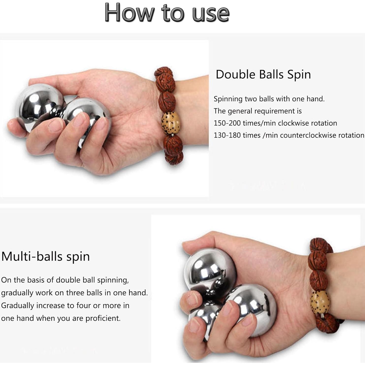 Juego de Bolas Baoding de Acero Inoxidable 40mm para Masaje