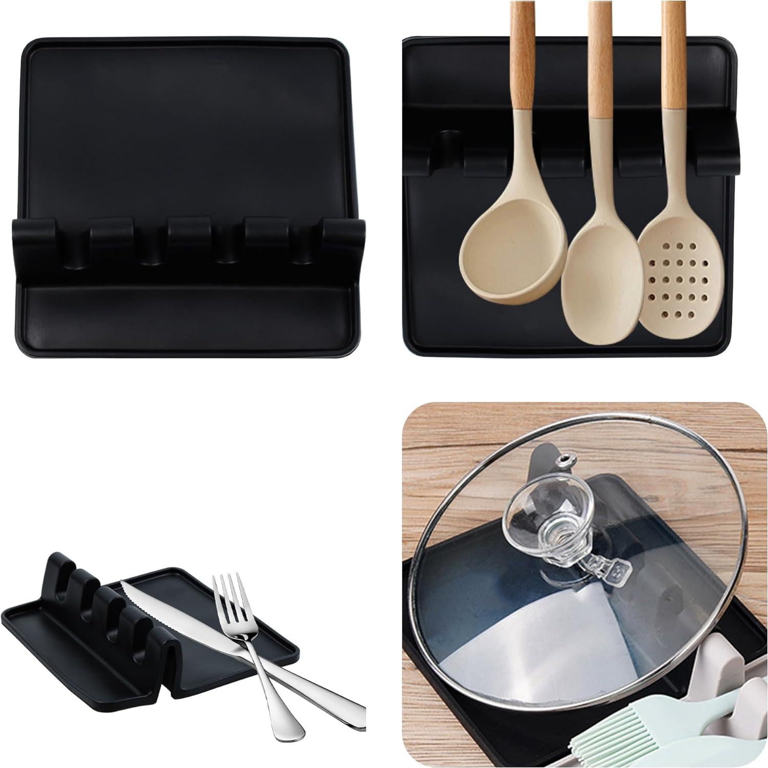 Alfombrilla de Silicona Multifuncional para Utensilios - Negro