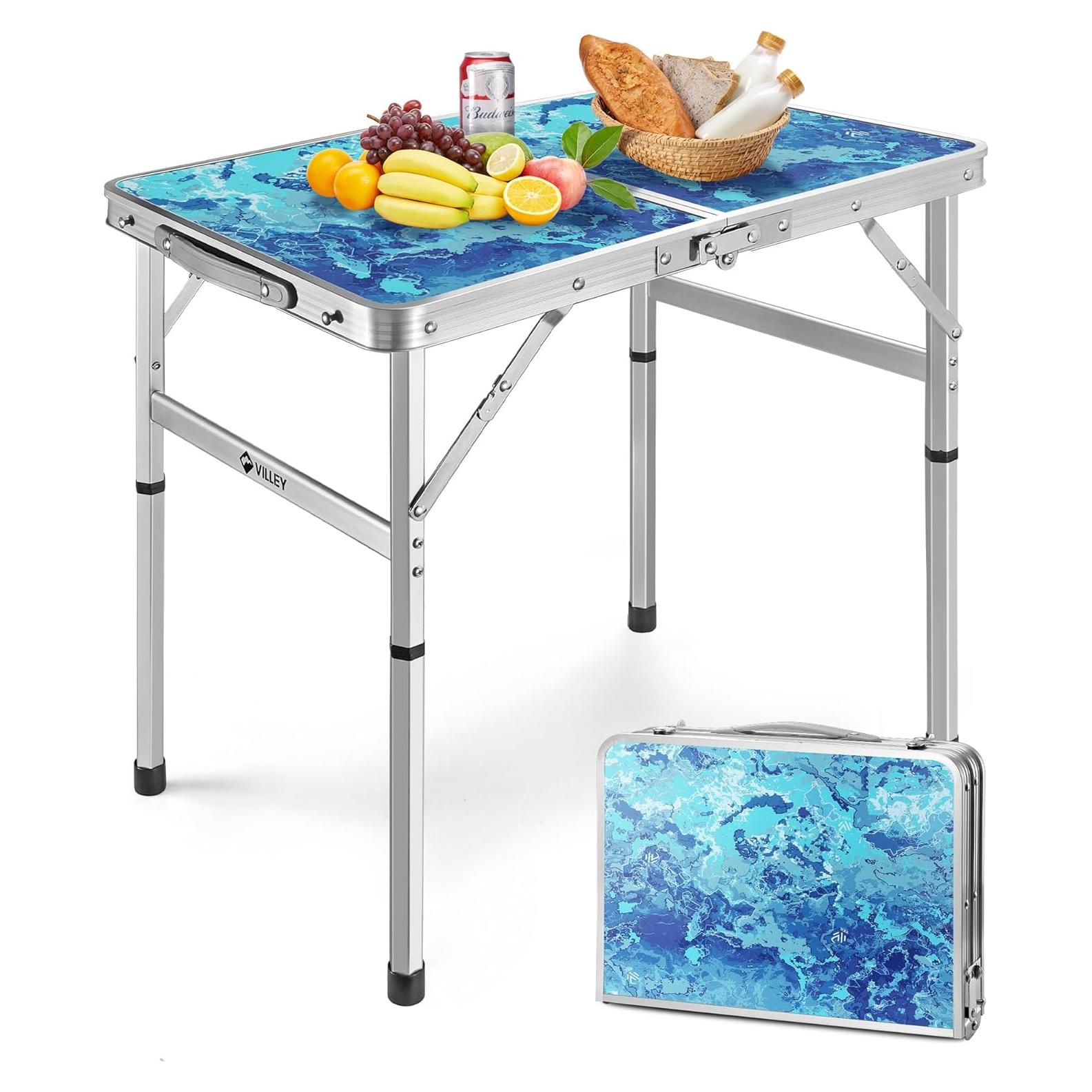 Mesa de Camping Plegable VILLEY 60x40 cm Ajustable Portátil