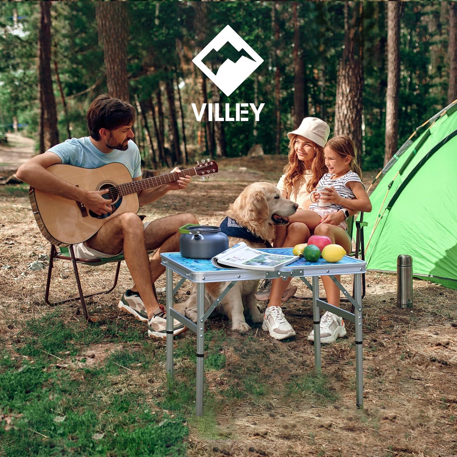 Mesa de Camping Plegable VILLEY 60x40 cm Ajustable Portátil