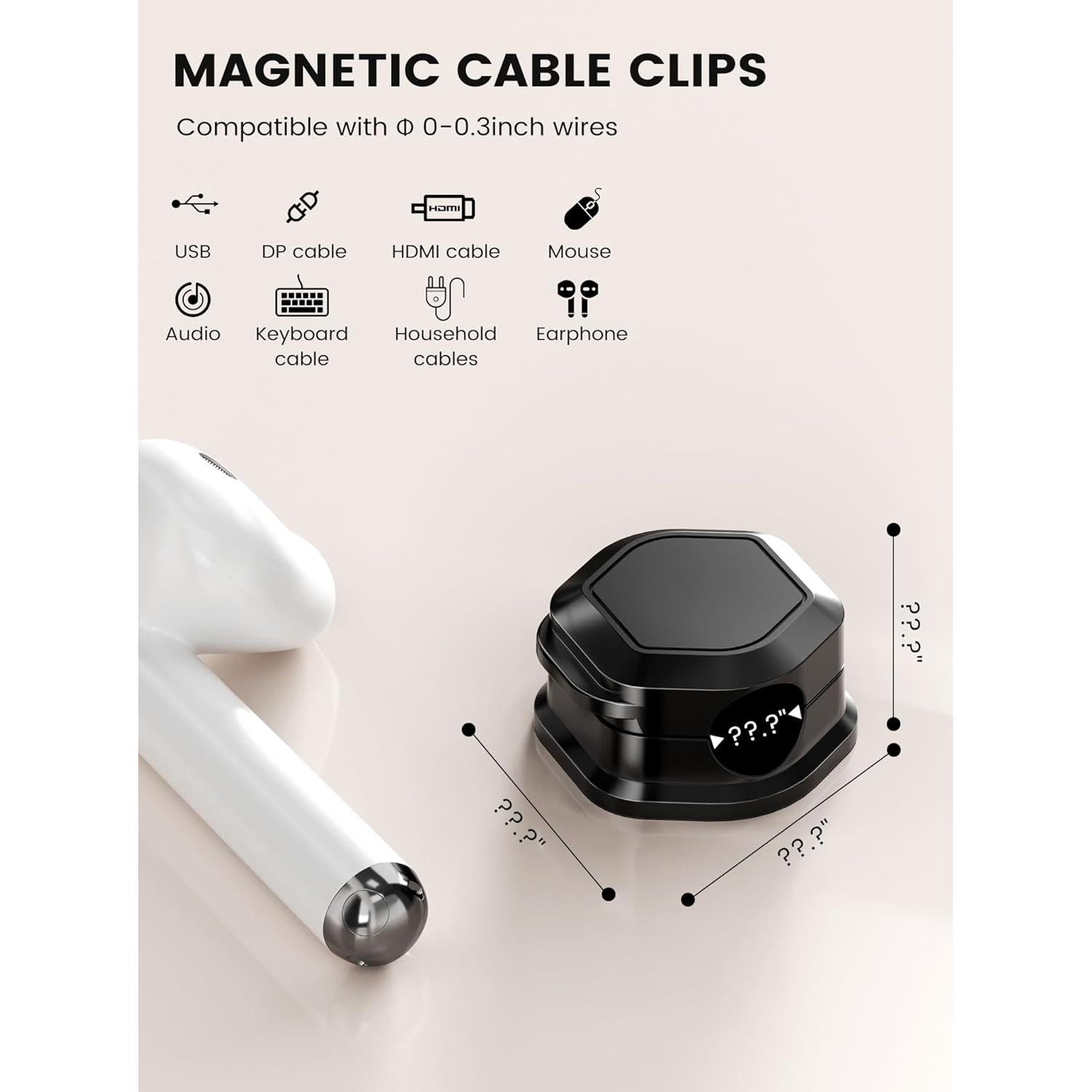 6 Clips Magnéticos para Cables XILILAI - Organizador Ajustable