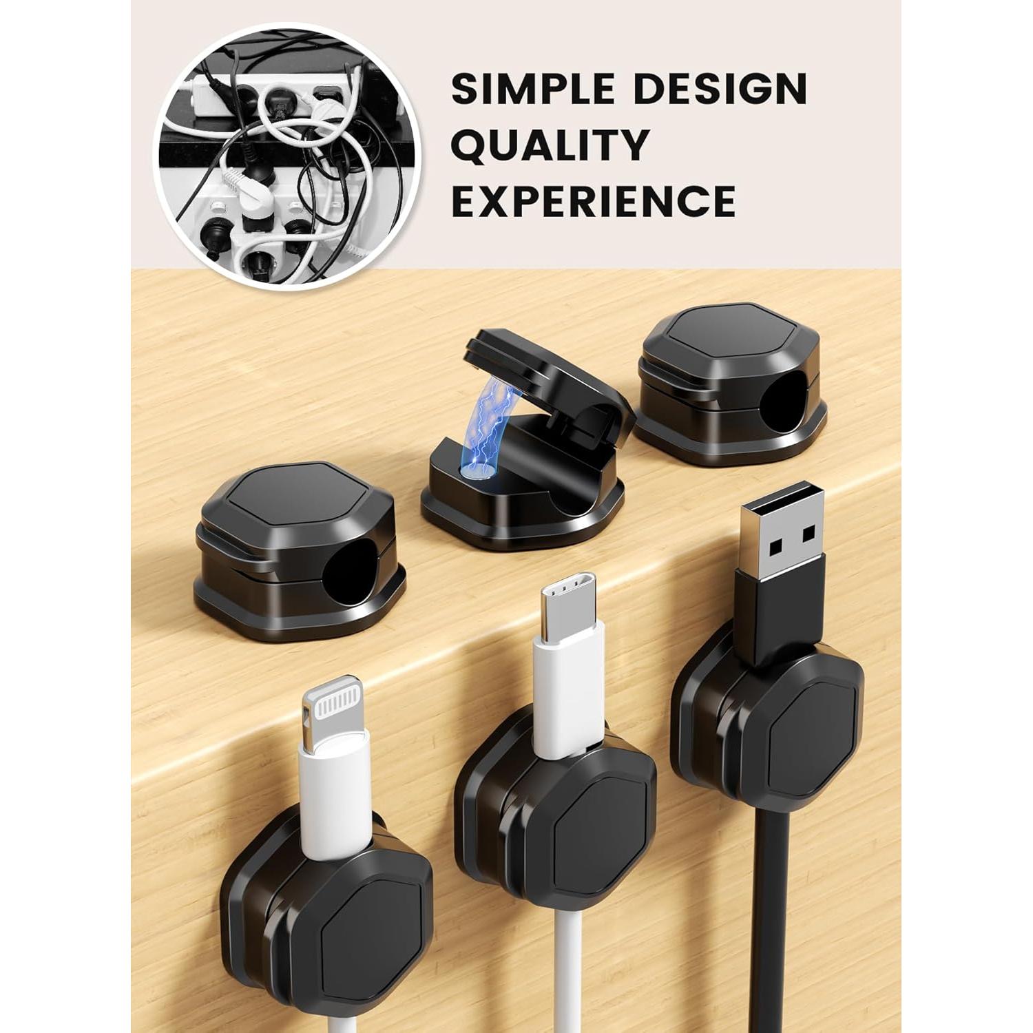 6 Clips Magnéticos para Cables XILILAI - Organizador Ajustable