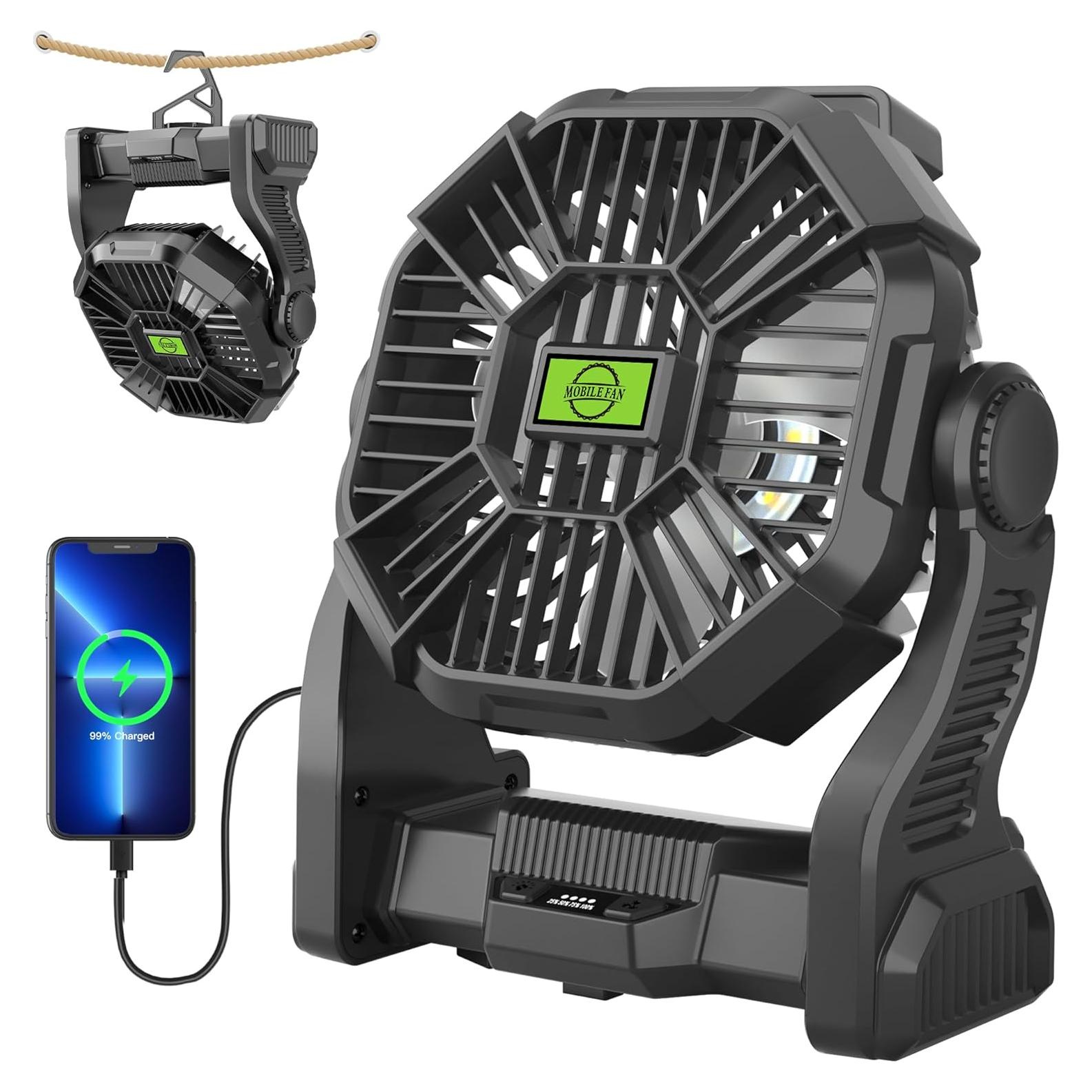 Ventilador Portátil Recargable TDLOL X23 Negro con Luz LED