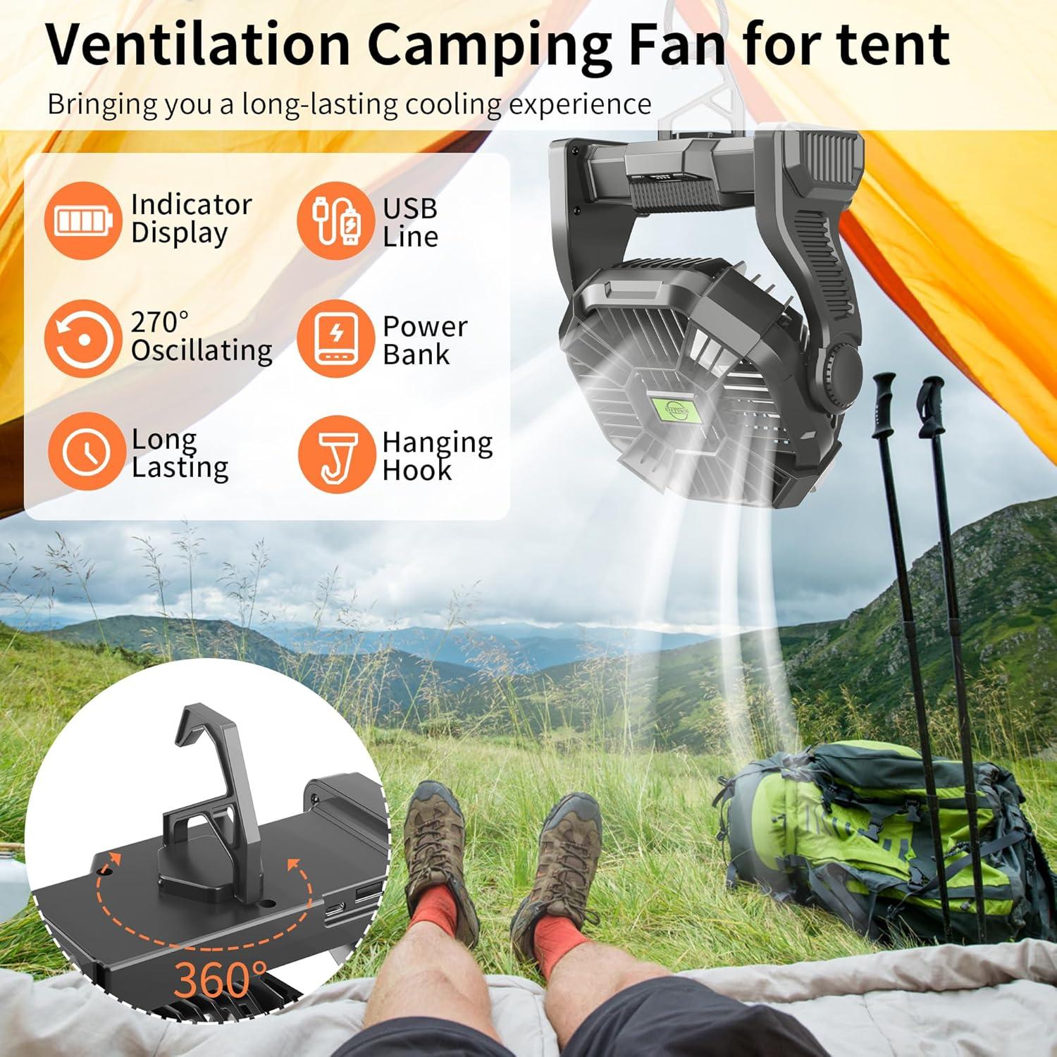 Ventilador Portátil Recargable TDLOL X23 Negro con Luz LED