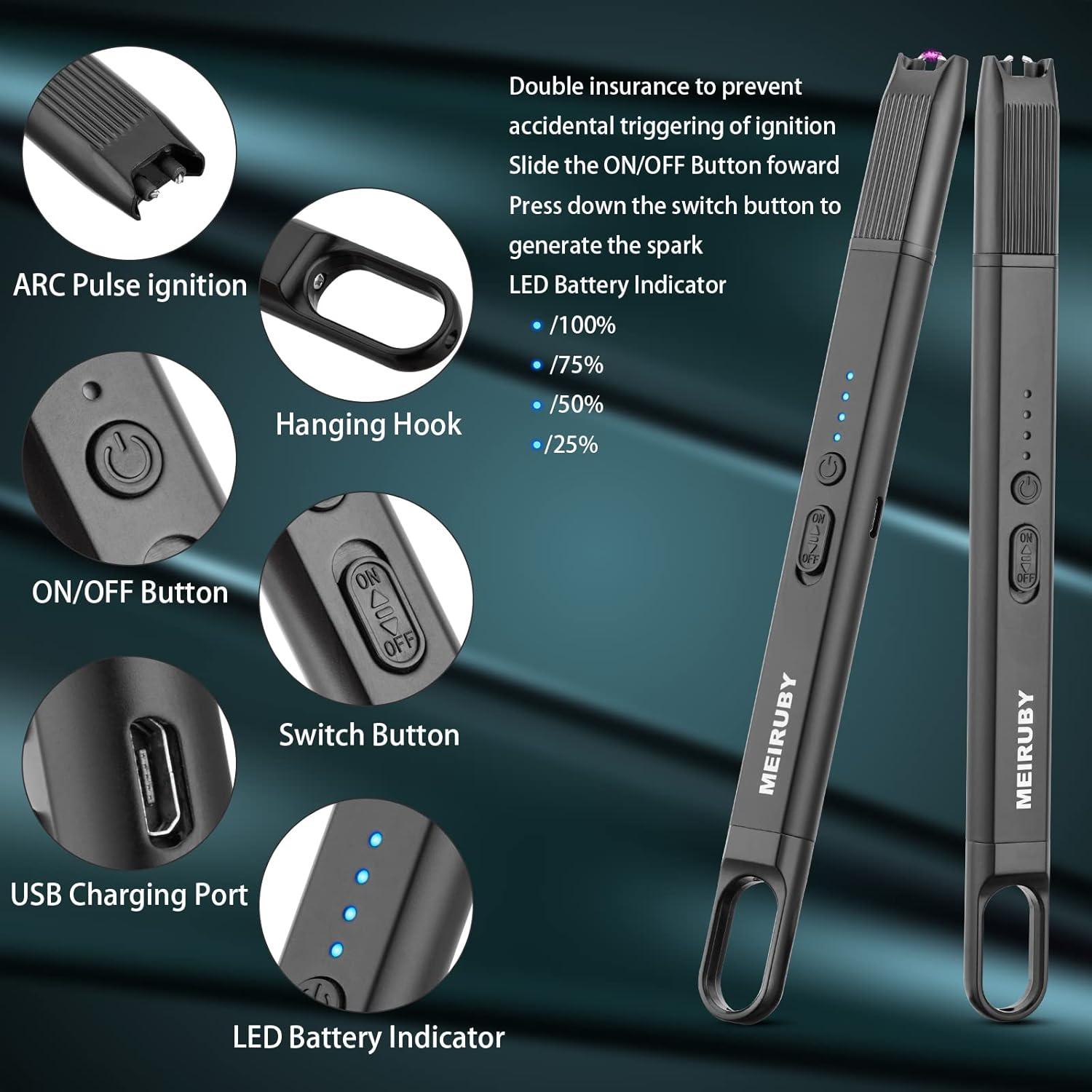 Encendedor Eléctrico MEIRUBY M-15 Negro Recargable USB