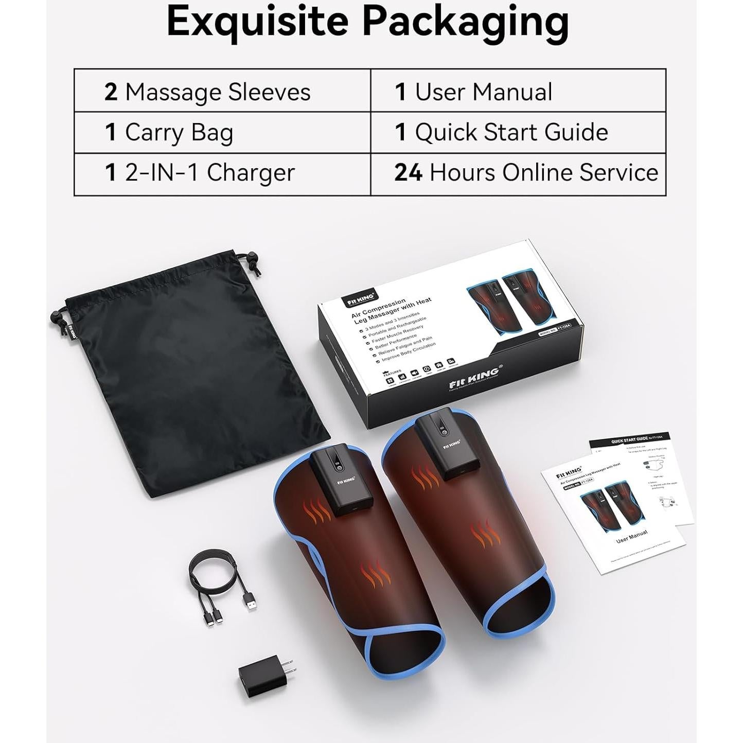 Masajeador de Pantorrillas Inalámbrico FIT KING con Calor