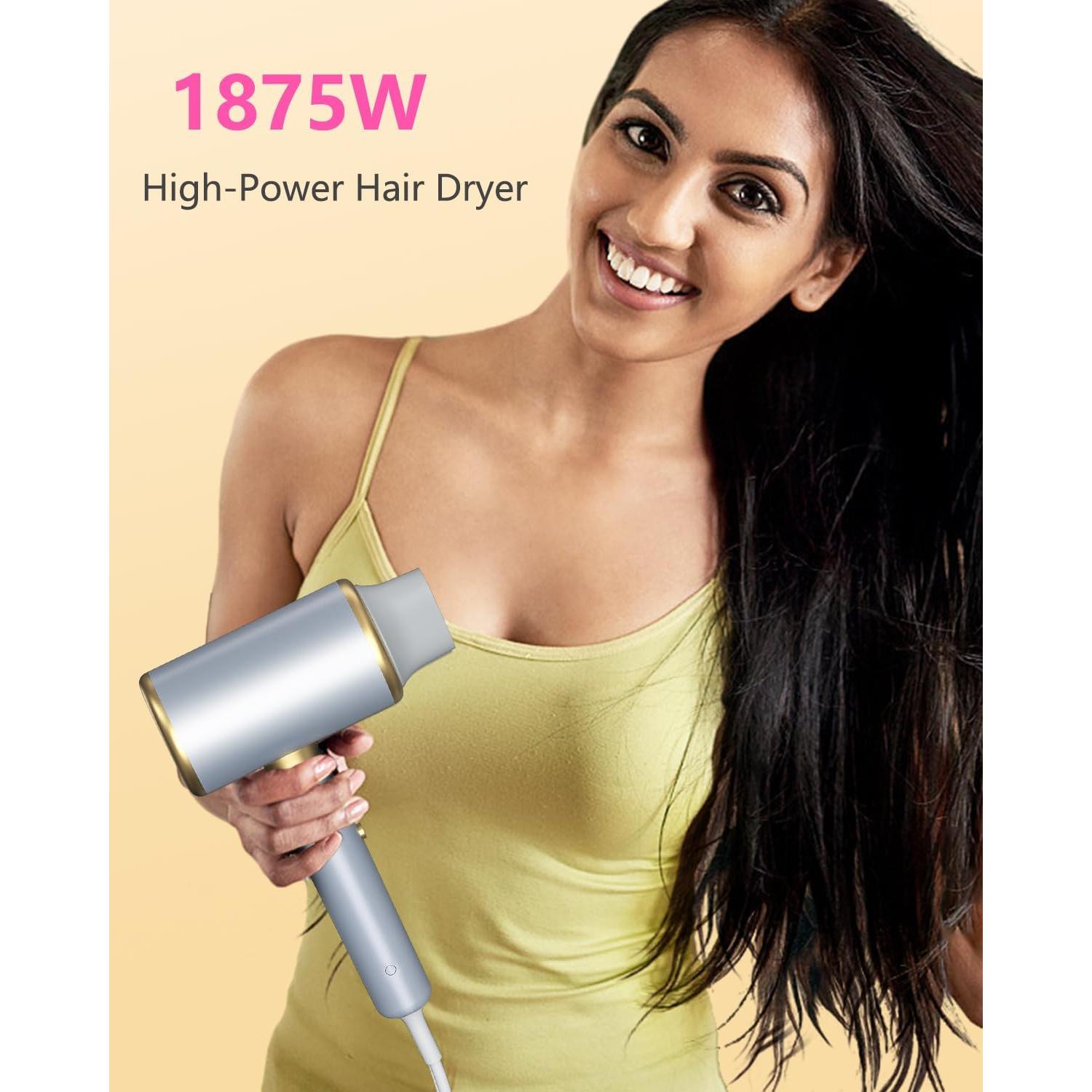 Secador de Pelo Iónico Dxliwky 1875W con Difusor y Concentrador