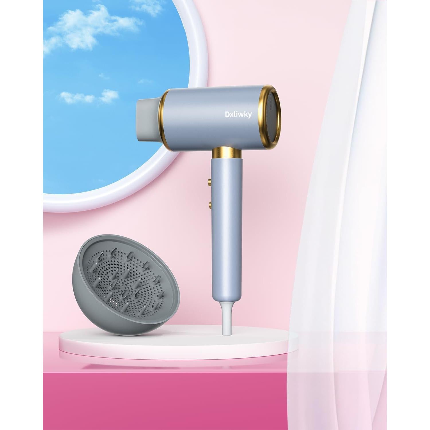 Secador de Pelo Iónico Dxliwky 1875W con Difusor y Concentrador