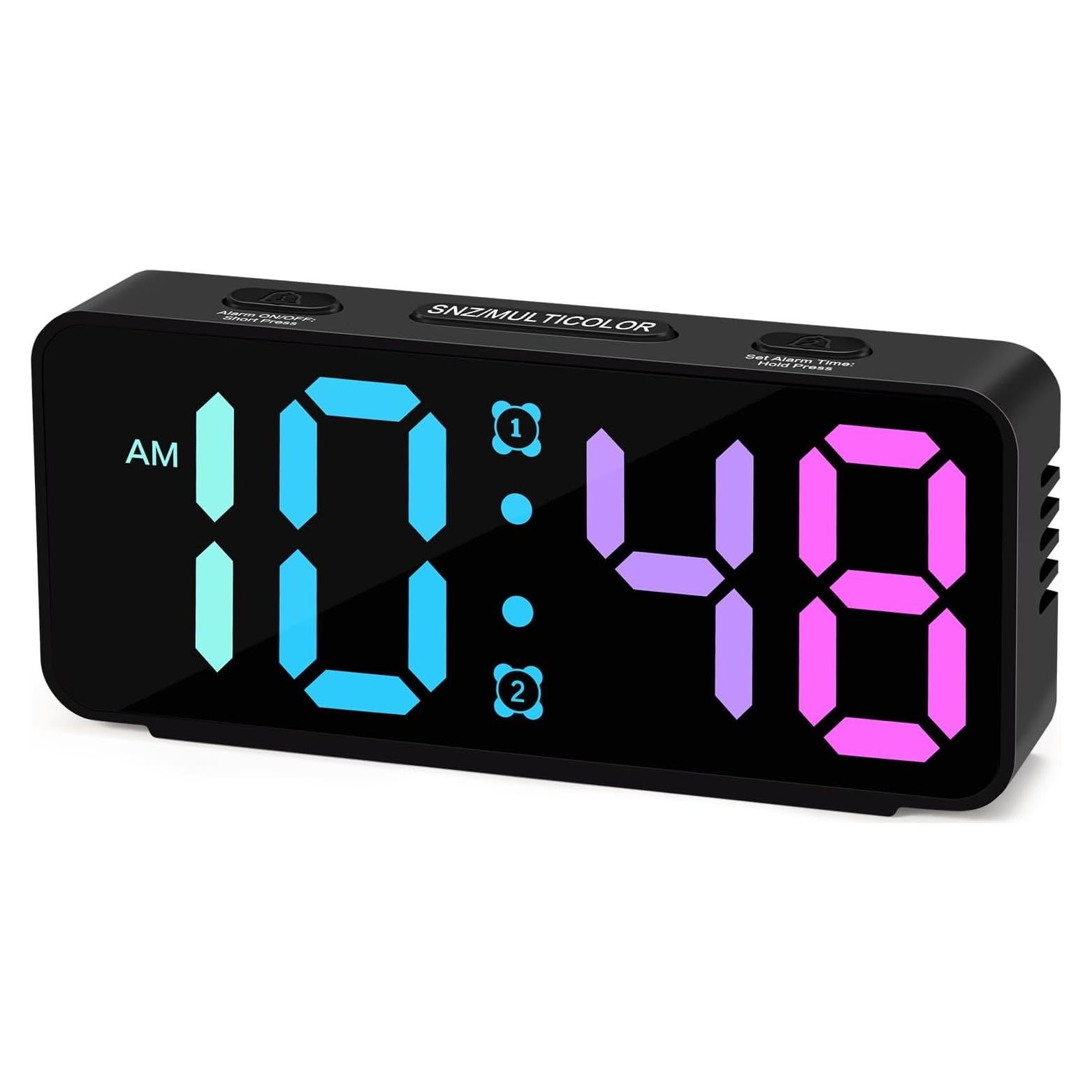 Cadmos Small Loud Alarm Clock for Heavy Sleepers Adults,Digital LED Clock with RGB Colorful Changing,Compact Travel Clocks for Bedrooms Bedside,ok to Wake for Kids,Teens