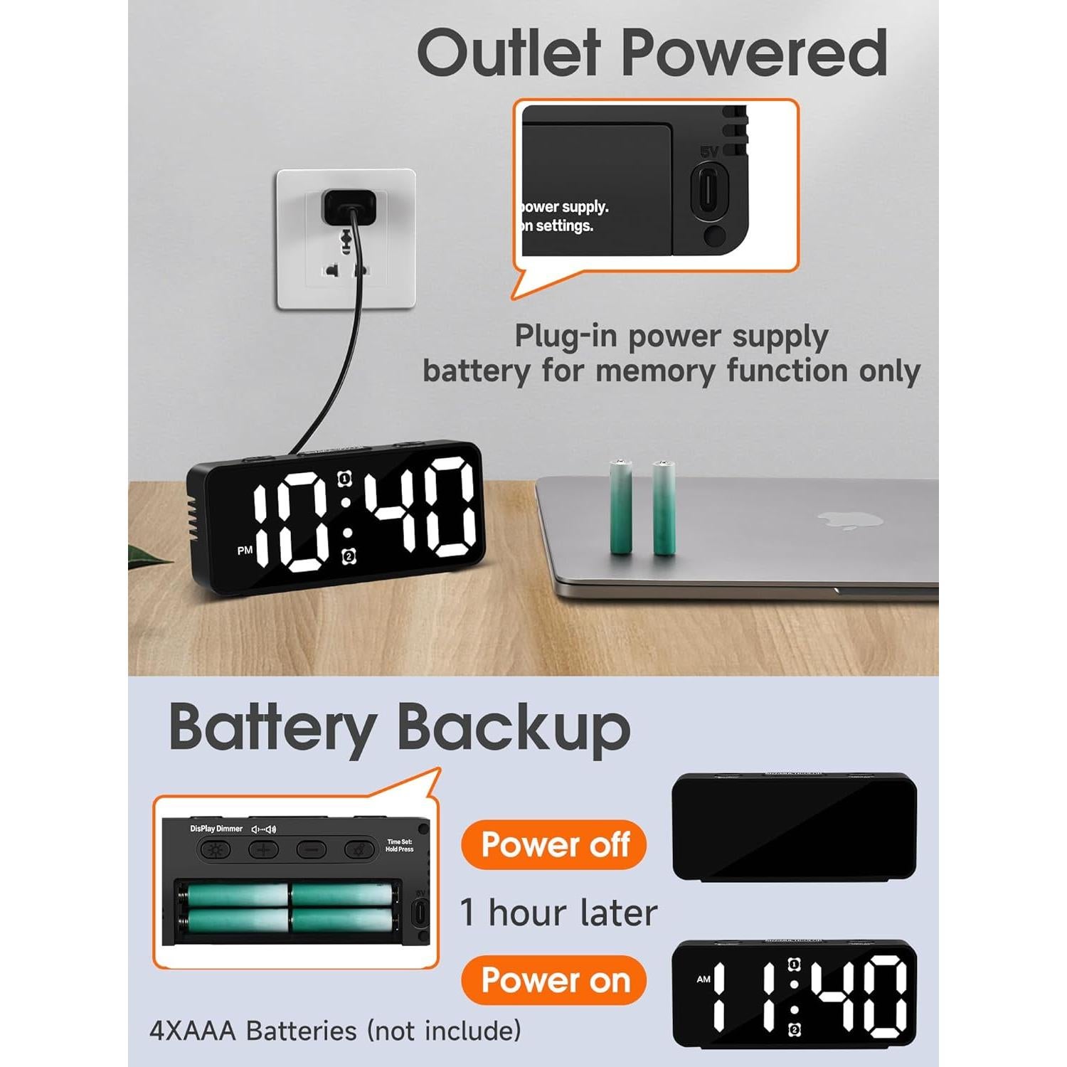 Cadmos Small Loud Alarm Clock for Heavy Sleepers Adults,Digital LED Clock with RGB Colorful Changing,Compact Travel Clocks for Bedrooms Bedside,ok to Wake for Kids,Teens