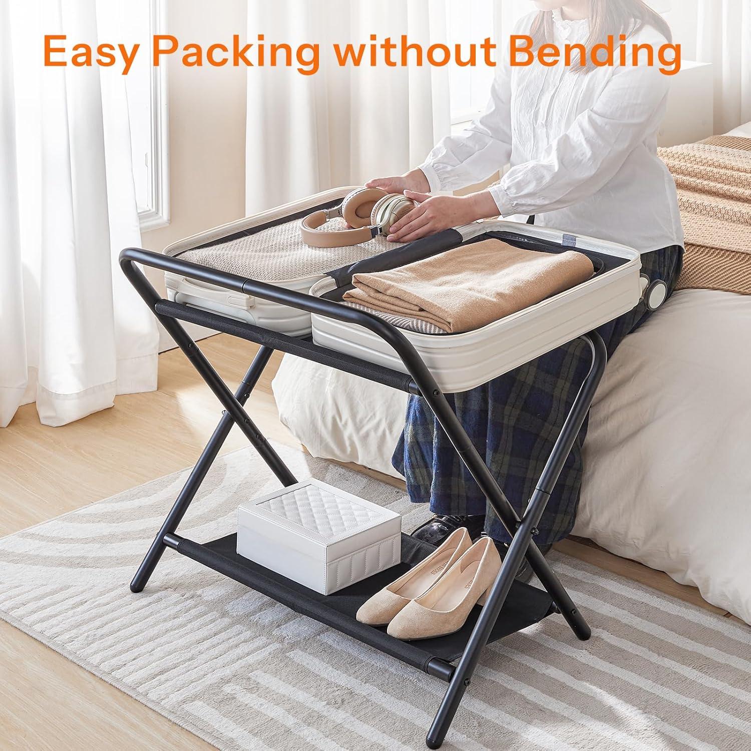 Soportes de Equipaje Plegables HOOBRO, Juego de 2, Negro