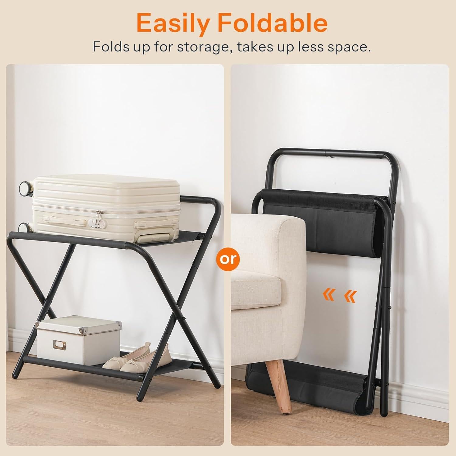 Soportes de Equipaje Plegables HOOBRO, Juego de 2, Negro