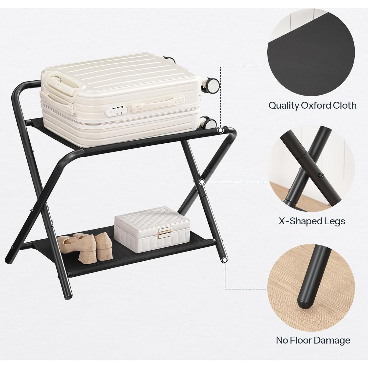 Soportes de Equipaje Plegables HOOBRO, Juego de 2, Negro