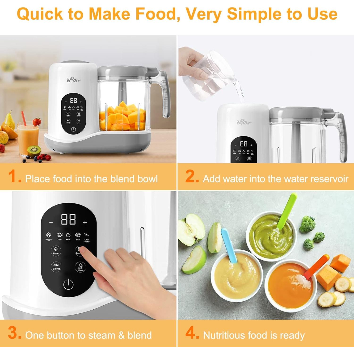 Procesador de Alimentos para Bebés Bear SJJ-R03B5 400ml Blanco