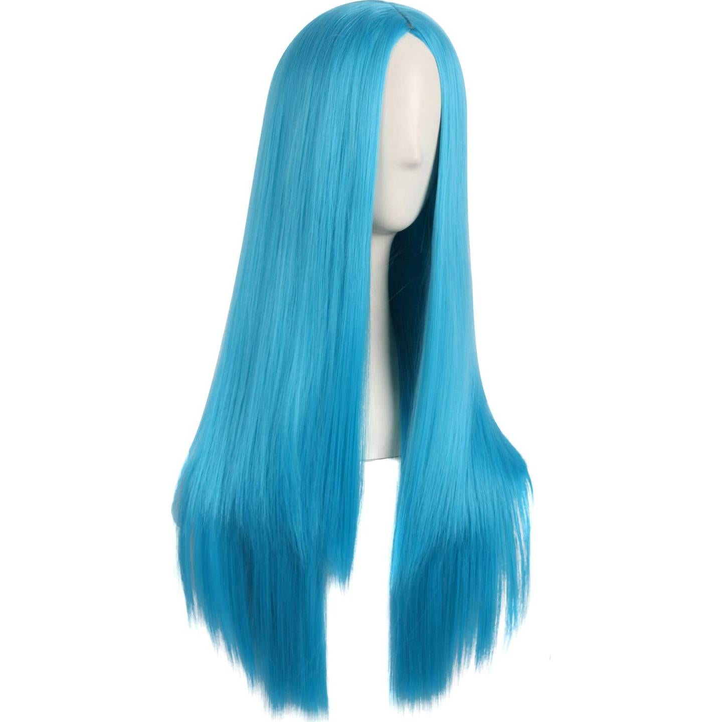 Peluca Sintética MapofBeauty 70cm Azul Cian Larga Recta
