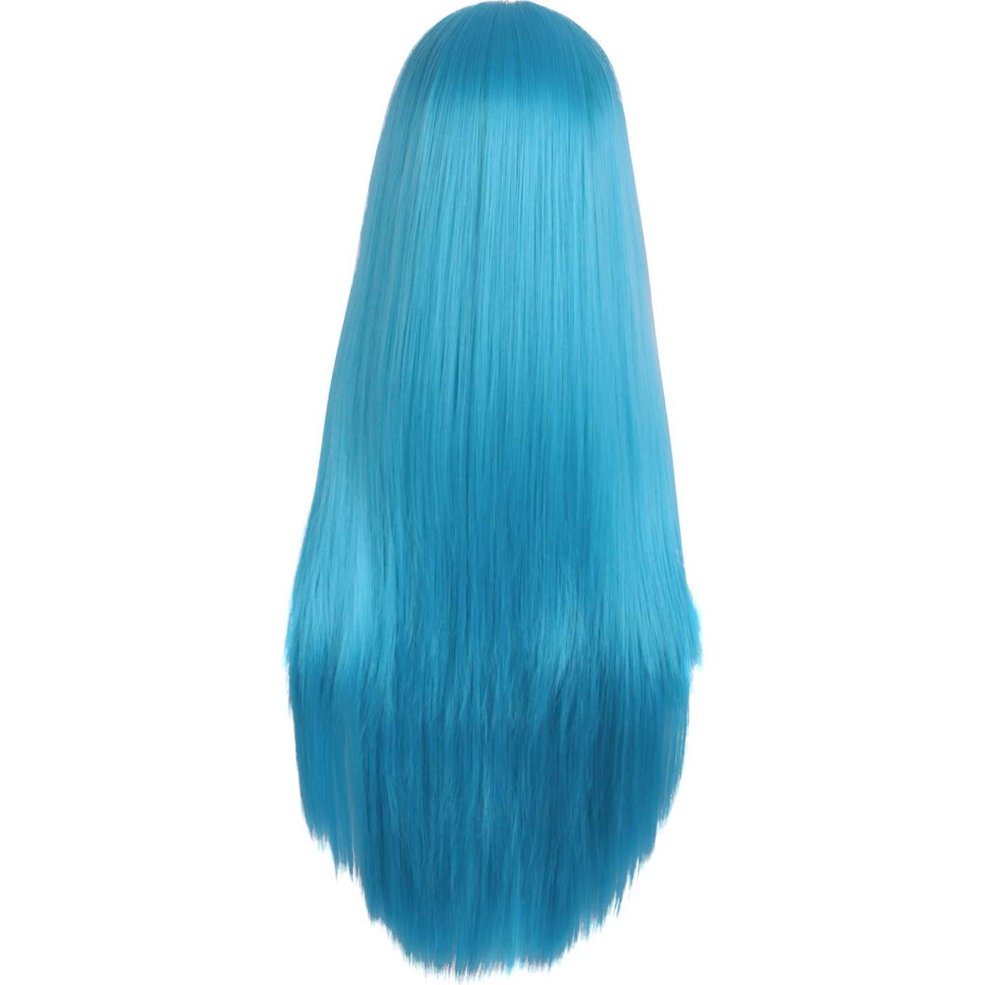 Peluca Sintética MapofBeauty 70cm Azul Cian Larga Recta