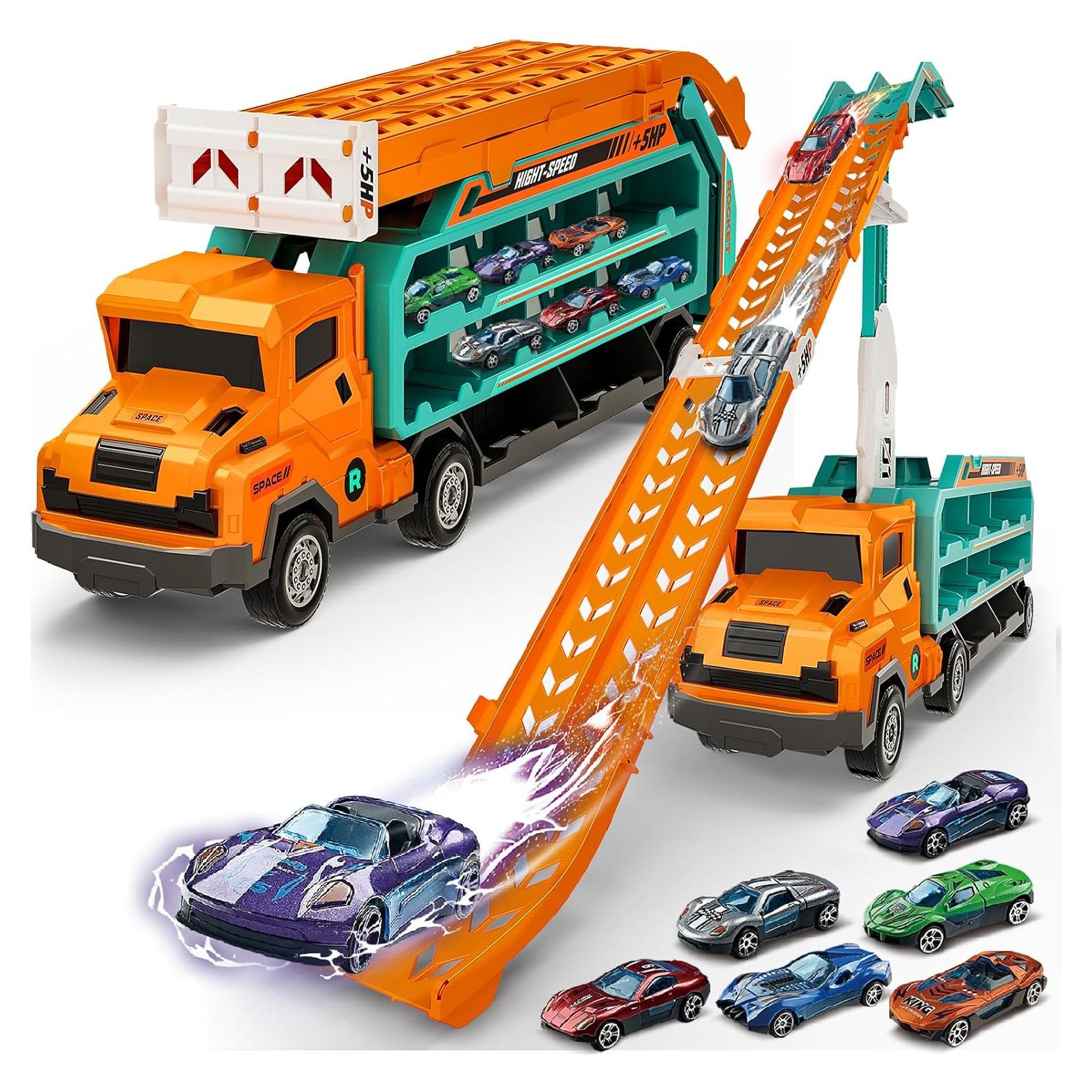 Camión Transportador BainGesk con Pista y 6 Coches 85 cm