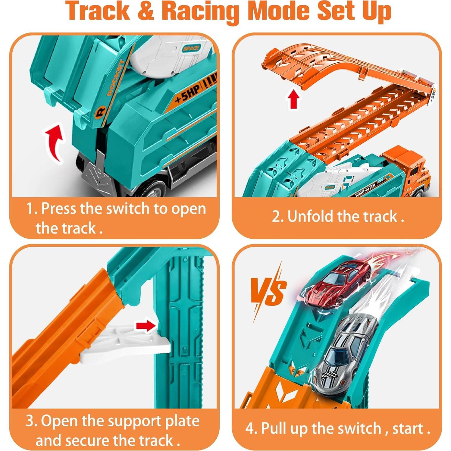 Camión Transportador BainGesk con Pista y 6 Coches 85 cm