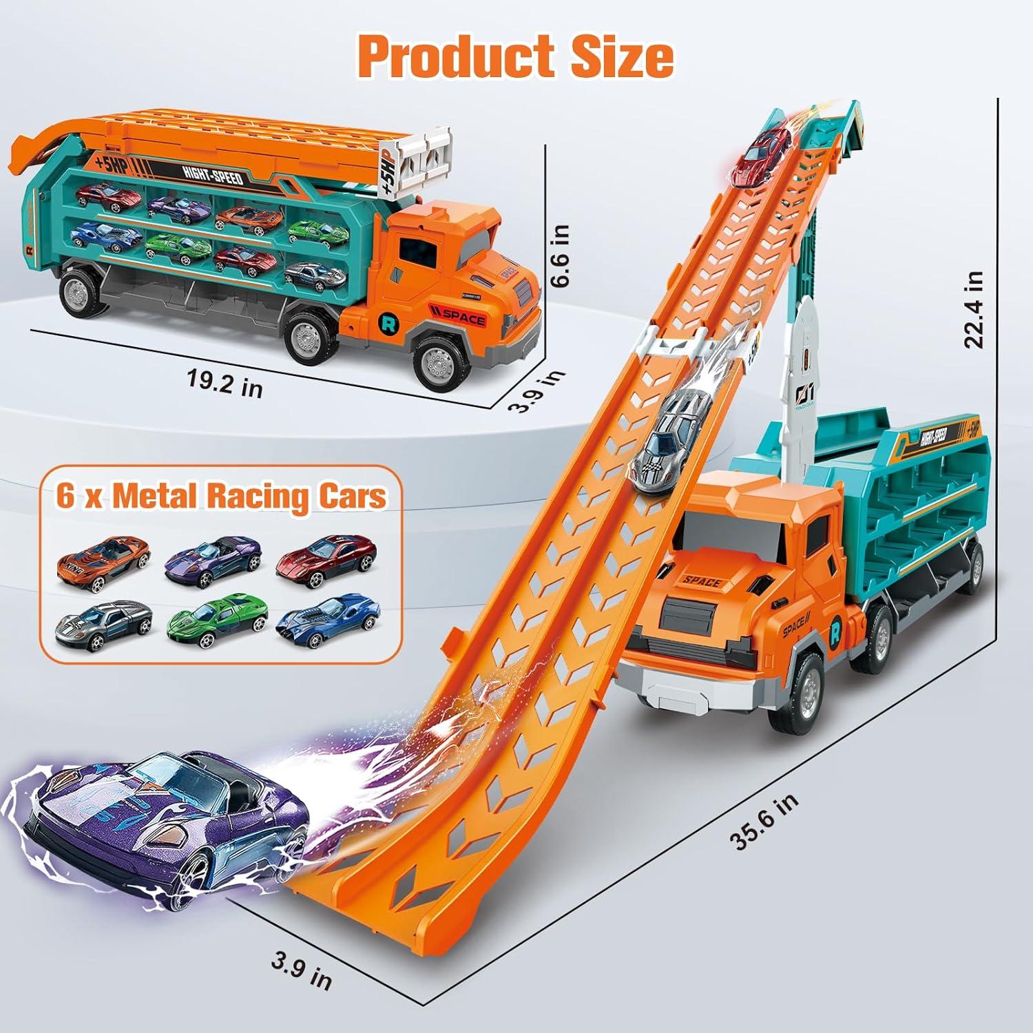 Camión Transportador BainGesk con Pista y 6 Coches 85 cm