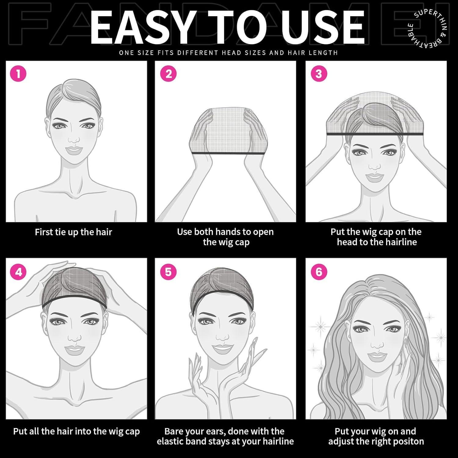 Capucha HD para Peluca Fandamei - Marrón Oscuro, 4PCS