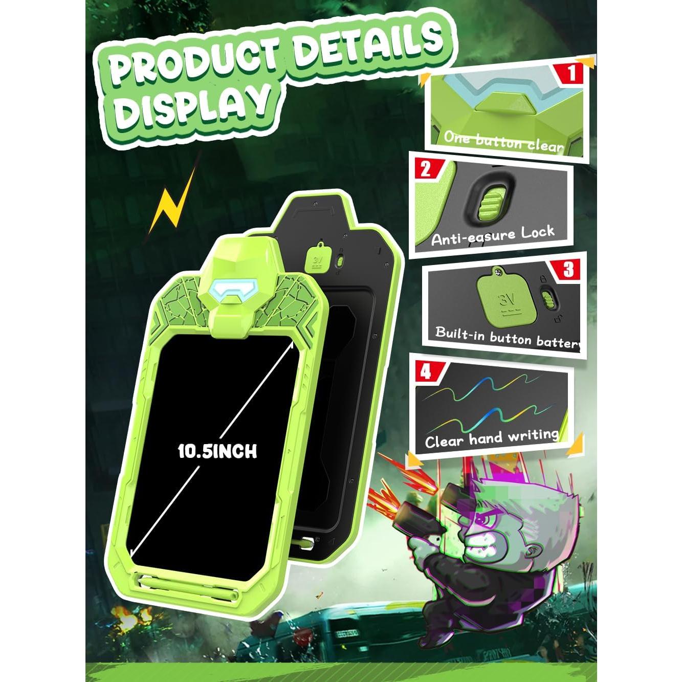 Tableta de Escritura LCD BUKEBU 10" Verde, Juguete Educativo