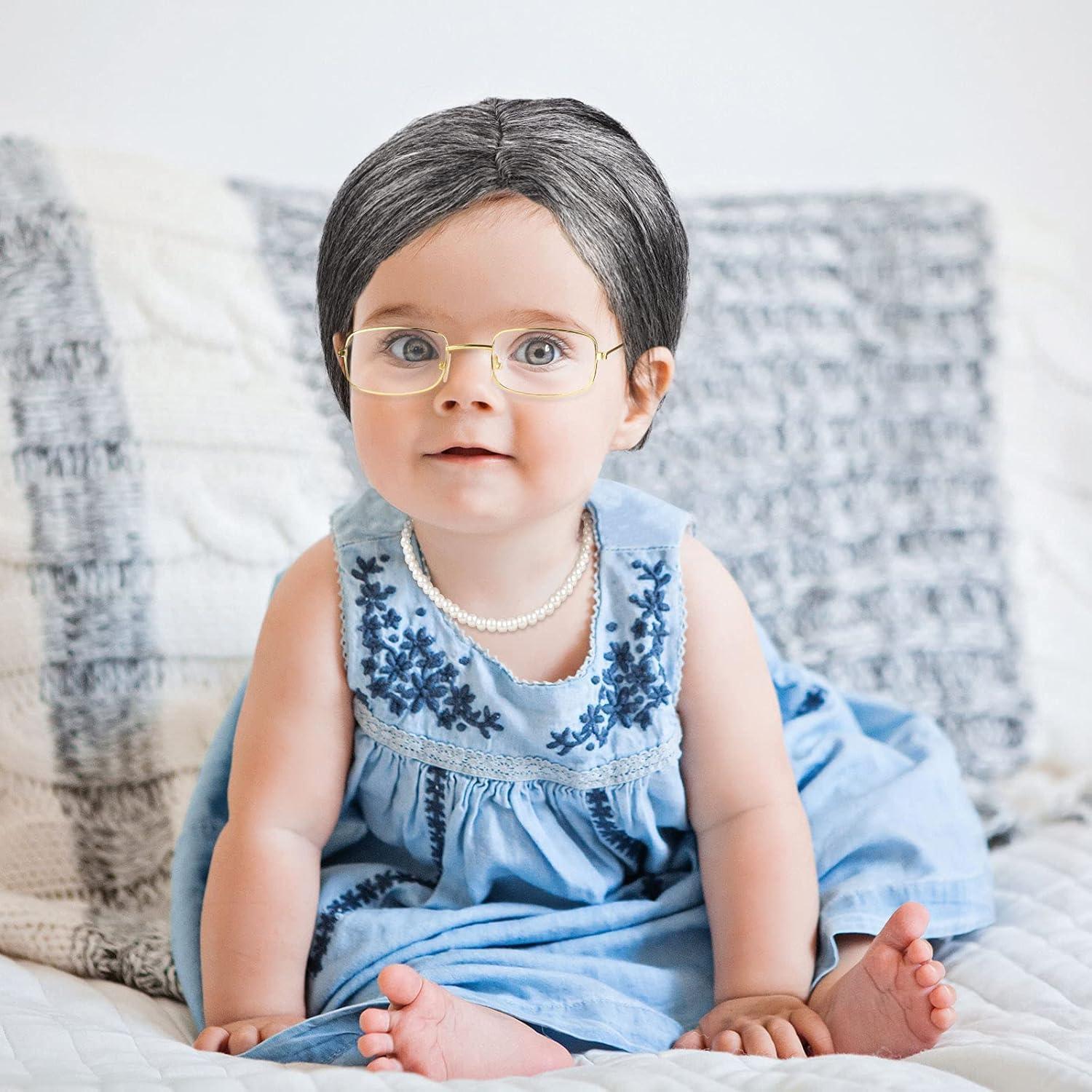 Cooraby Disfraz Abuela 3 Piezas Peluca Gafas Collar