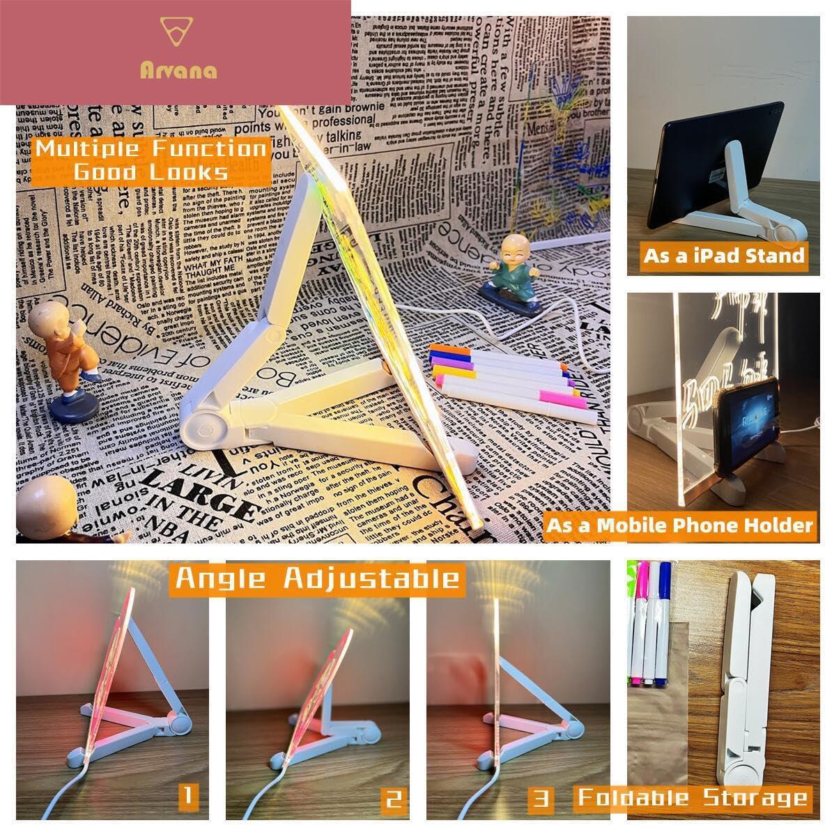 Tablero de Borrado en Seco LED Arvana 30x20 cm con 12 Marcadores