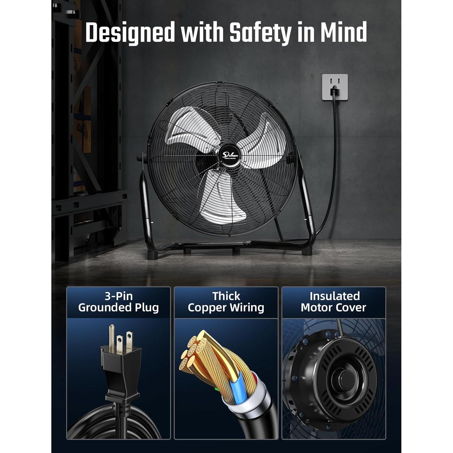 Ventilador de Piso Simple Deluxe 45 cm 3 Velocidades Metal