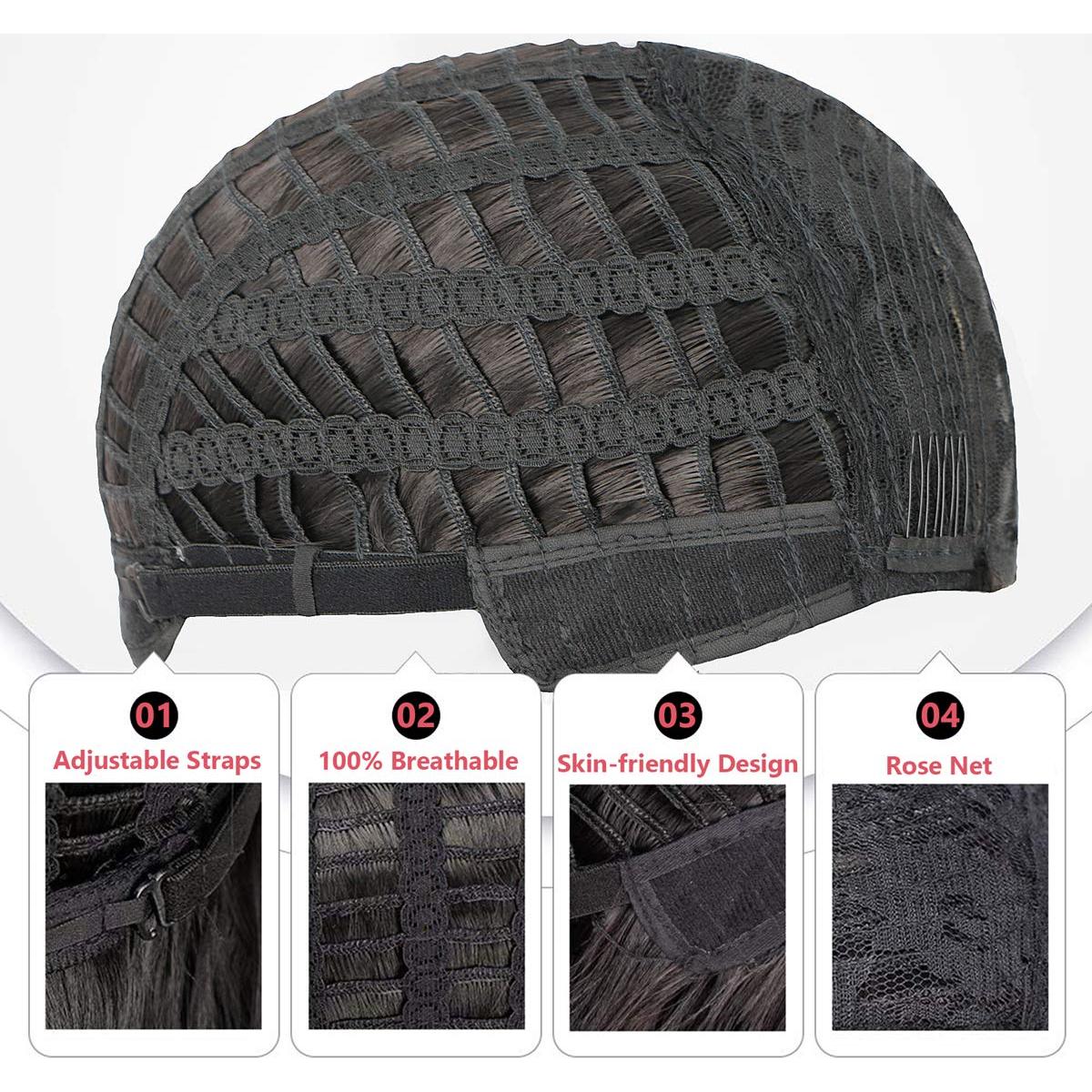 Peluca Bob Negra Juziviee 30 cm con Flequillo Suave